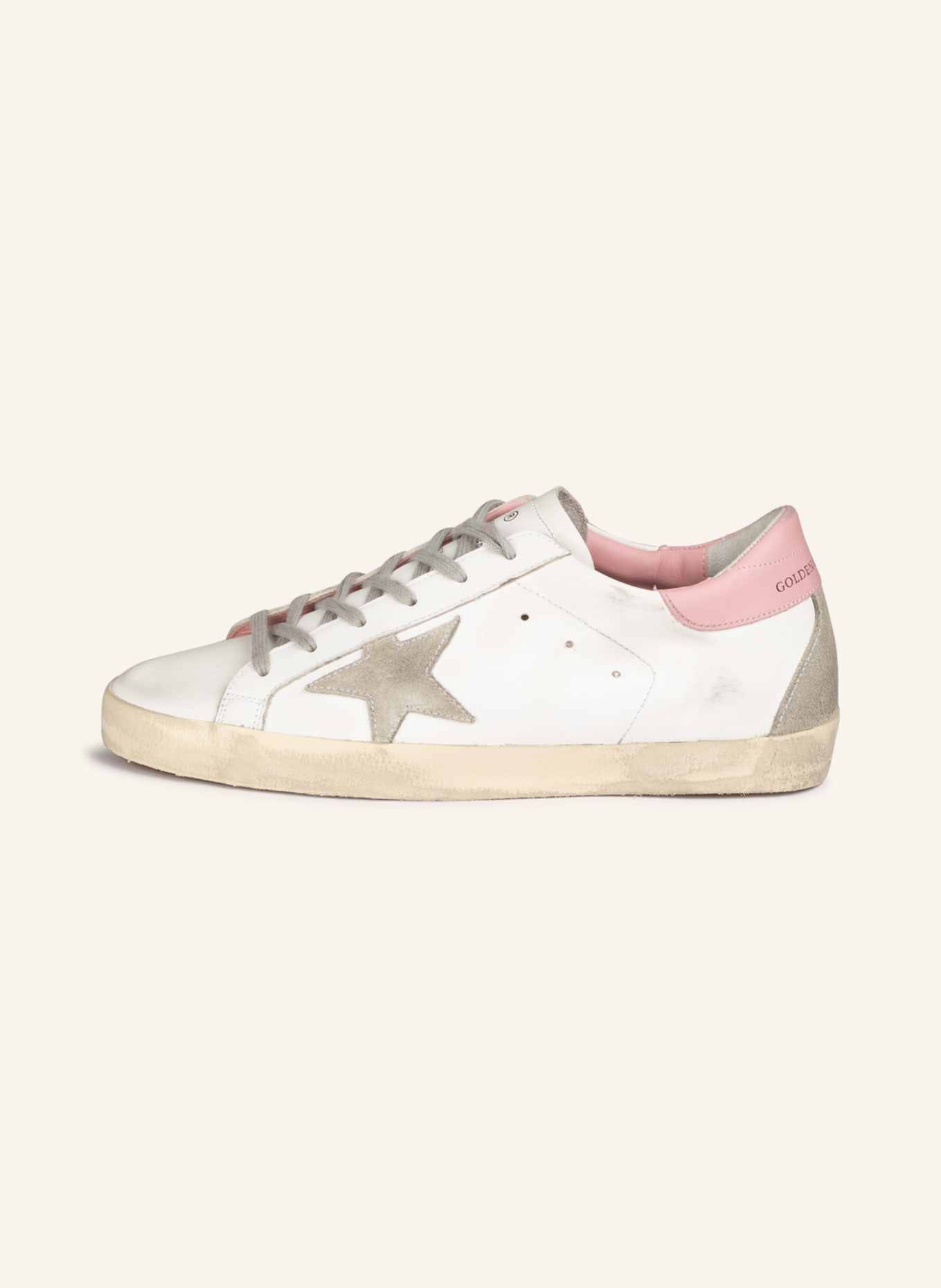 GOLDEN GOOSE Sneaker SUPER-STAR: WEISS / ROSA / GRAU