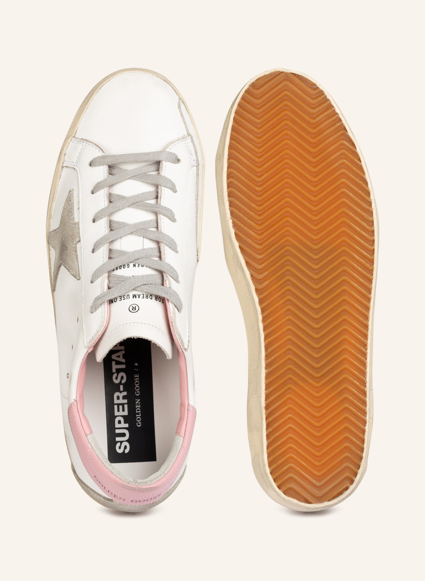 GOLDEN GOOSE Sneaker SUPER-STAR: WEISS / ROSA / GRAU