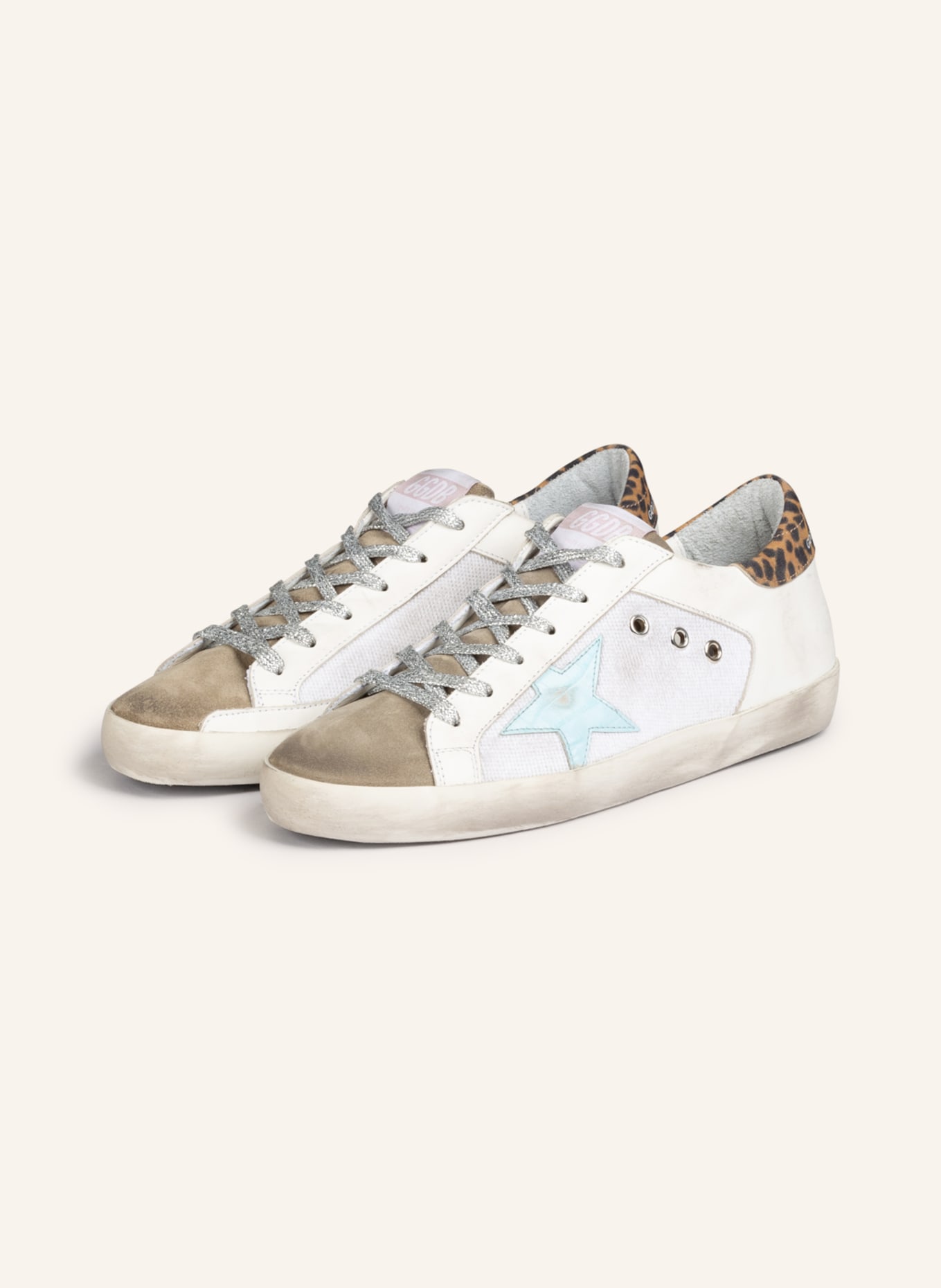 GOLDEN GOOSE Sneakers SUPER-STAR , Color: WHITE/ NEON BLUE/ TAUPE (Image 1)