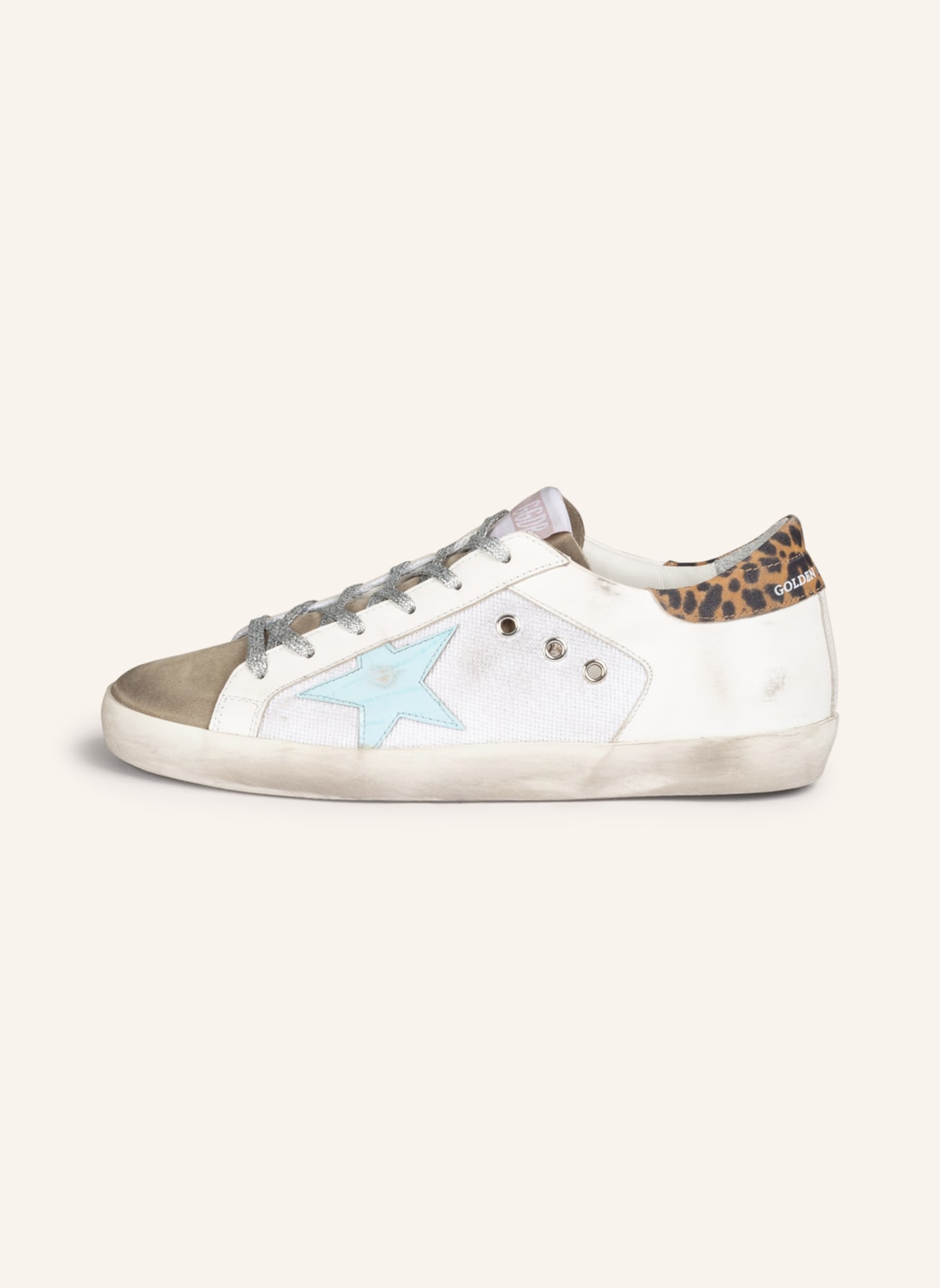 GOLDEN GOOSE Sneakers SUPER-STAR , Color: WHITE/ NEON BLUE/ TAUPE (Image 4)
