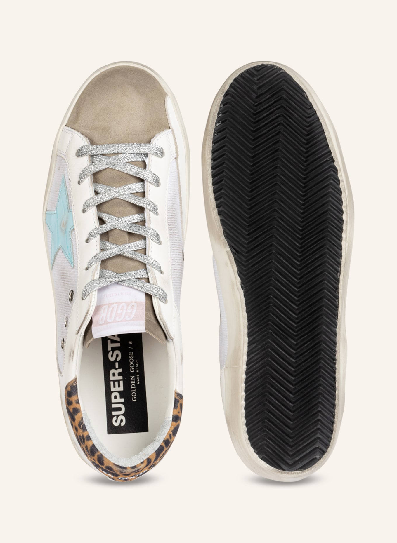 GOLDEN GOOSE Sneakers SUPER-STAR , Color: WHITE/ NEON BLUE/ TAUPE (Image 5)