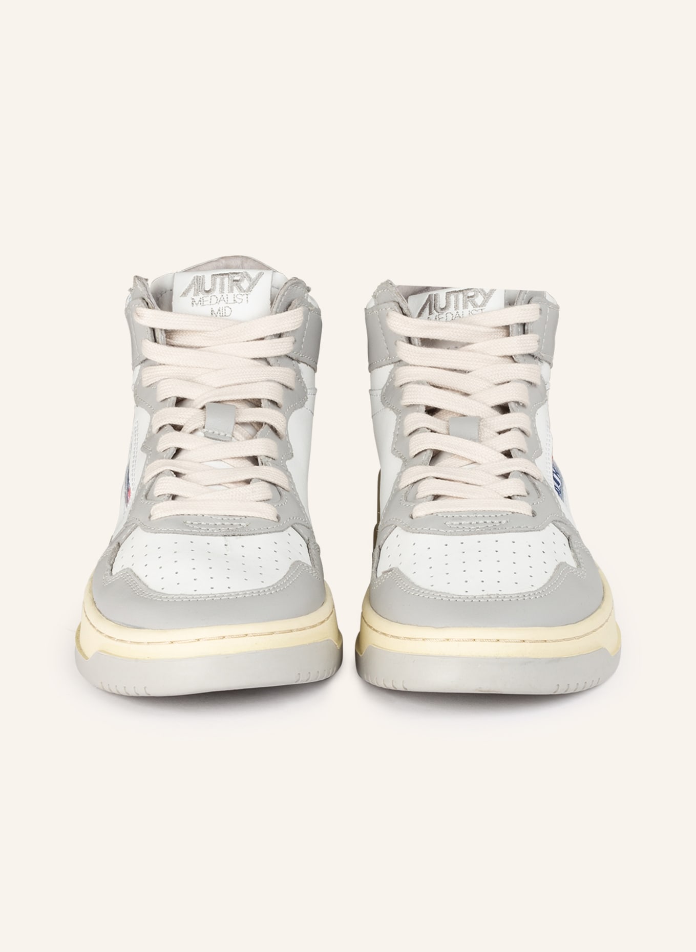 AUTRY MEDALIST MID WB hightop sneaker, Color: WHITE/ LIGHT GRAY (Image 3)