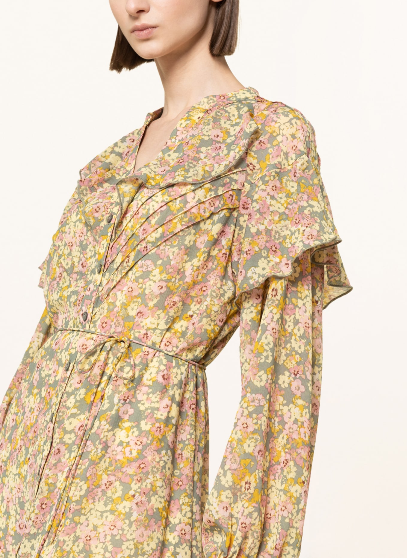ICHI Sukienka koszulowa IRJEANNE, Kolor: CIEMNOZIELONY/ JASNOŻÓŁTY/ BLADORÓŻOWY (Obrazek 4)