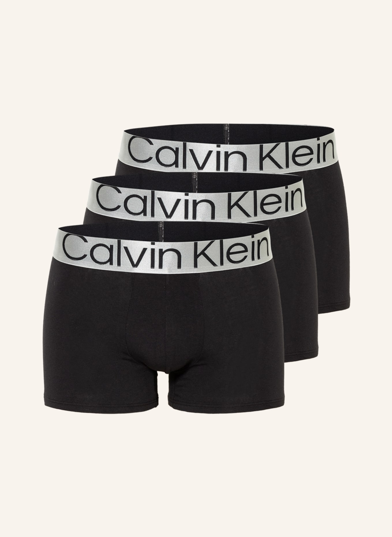Calvin Klein 3-pack boxer shorts STEEL COTTON in black/ silver