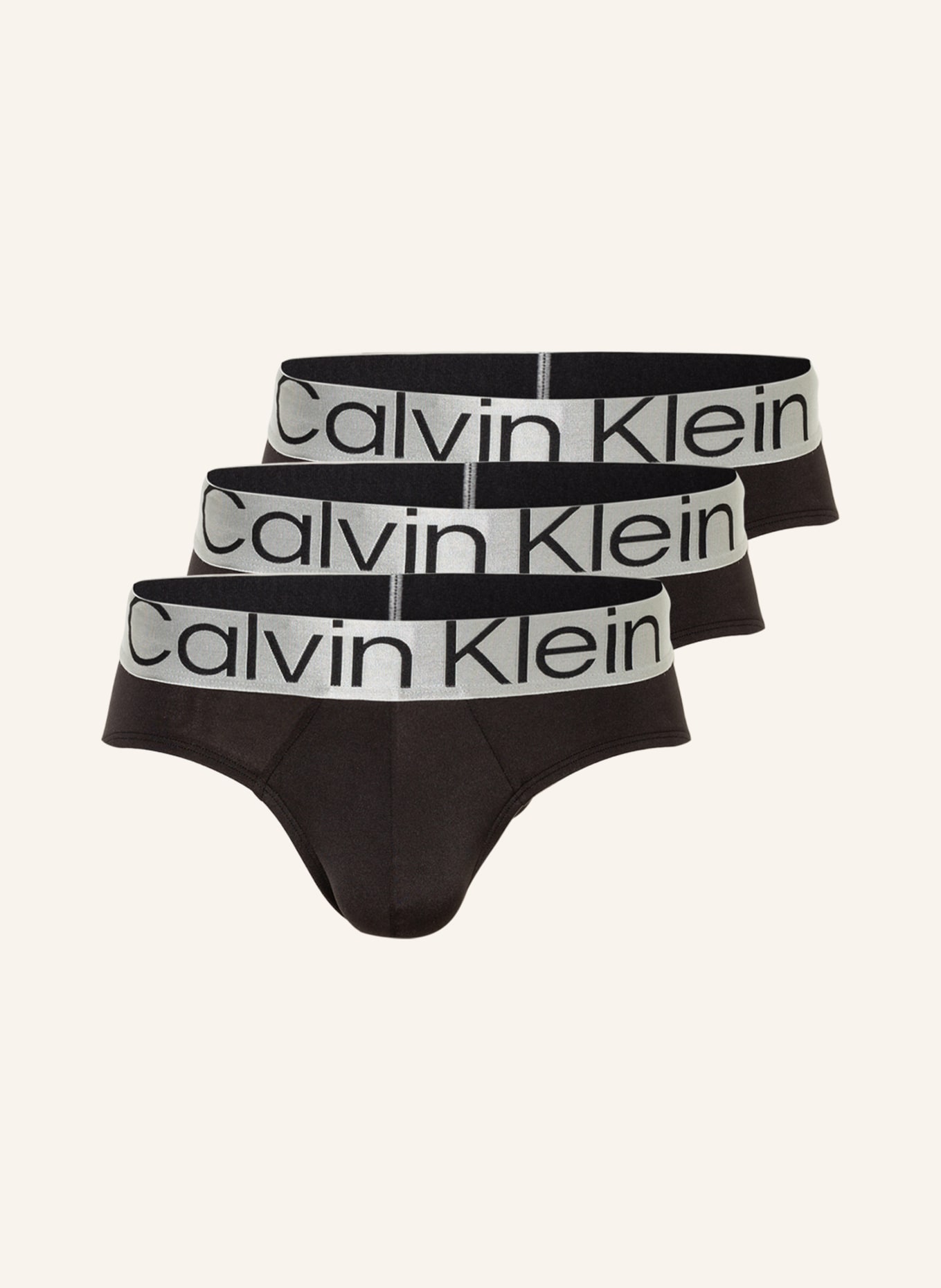 Calvin Klein 3er-Pack Slips STEEL MICRO, Farbe: SCHWARZ/ SILBER (Bild 1)