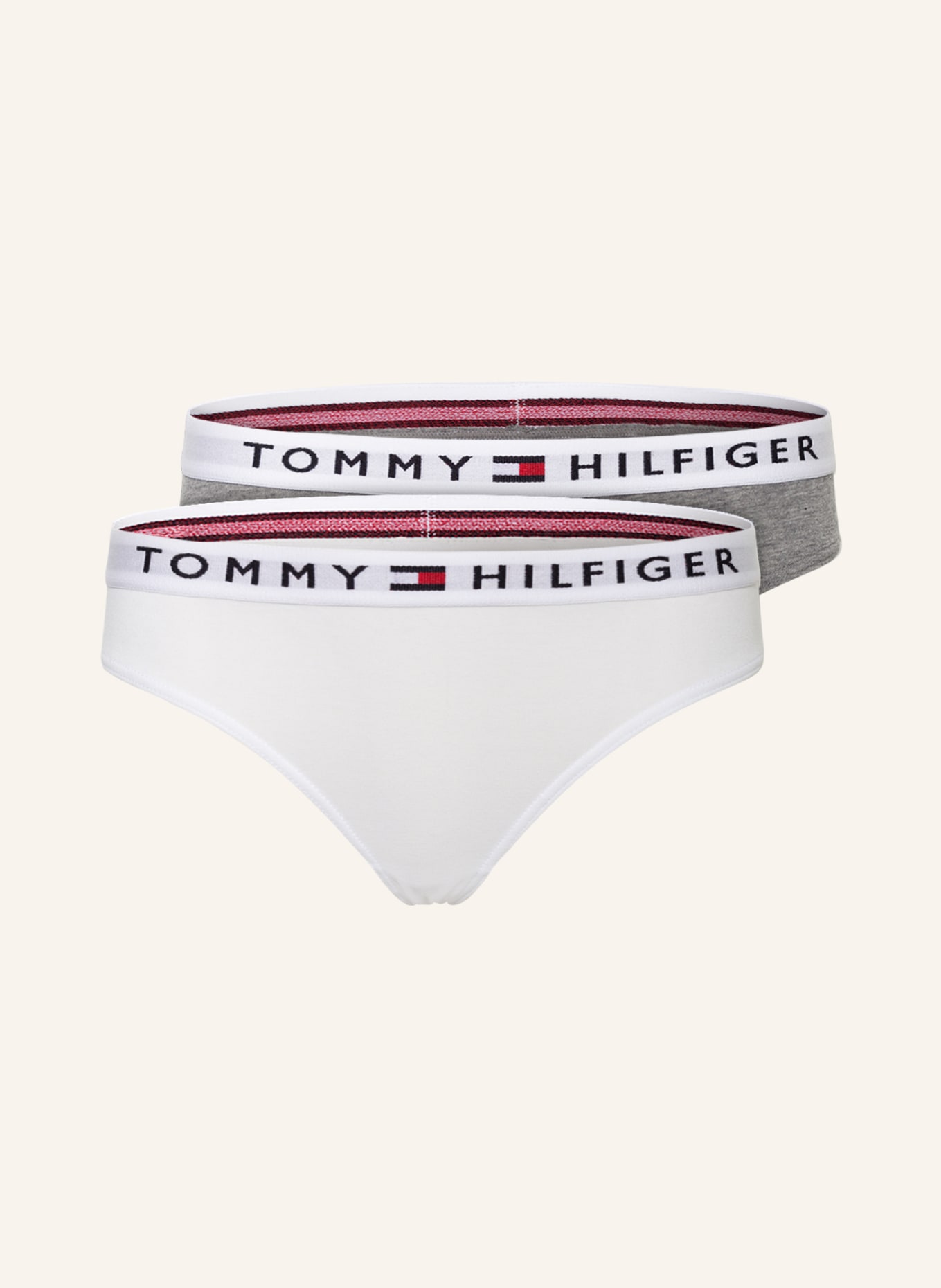 TOMMY HILFIGER Slipové kalhotky, 2 kusy v balení, Barva: BÍLÁ/ ŠEDÁ (Obrázek 1)