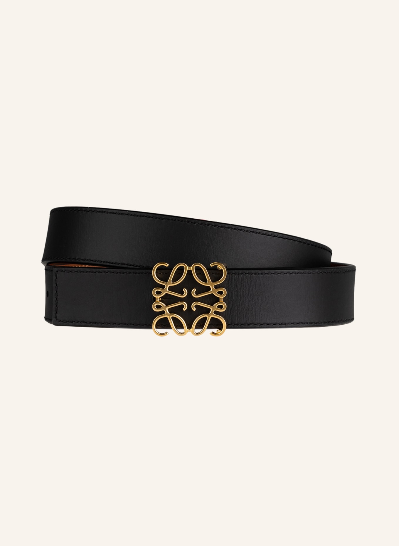 LOEWE Reversible leather belt, Color: BLACK/ COGNAC (Image 3)