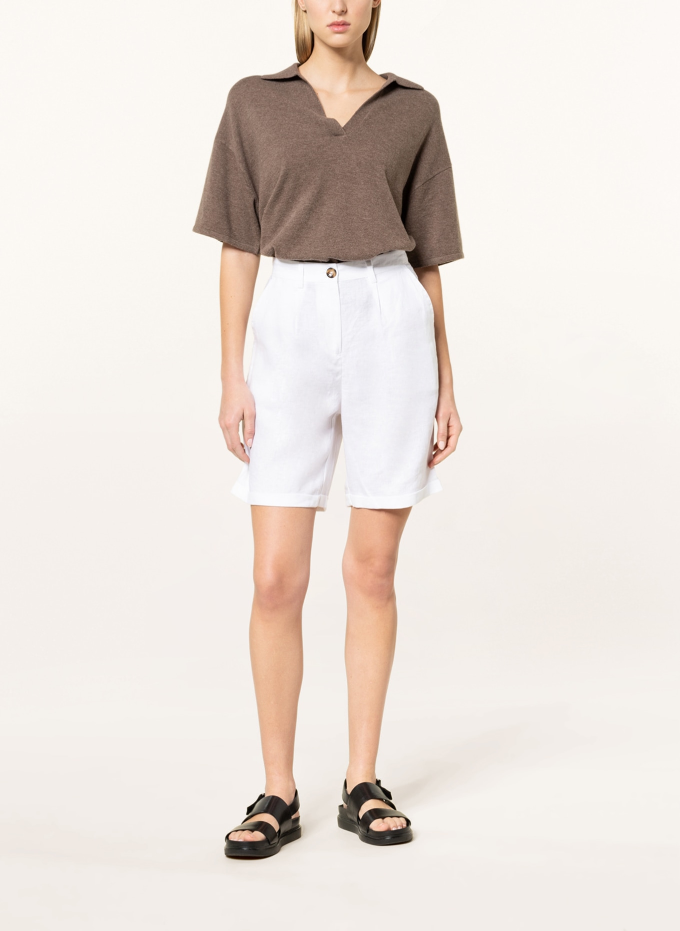 darling harbour Linen shorts , Color: WHITE (Image 2)