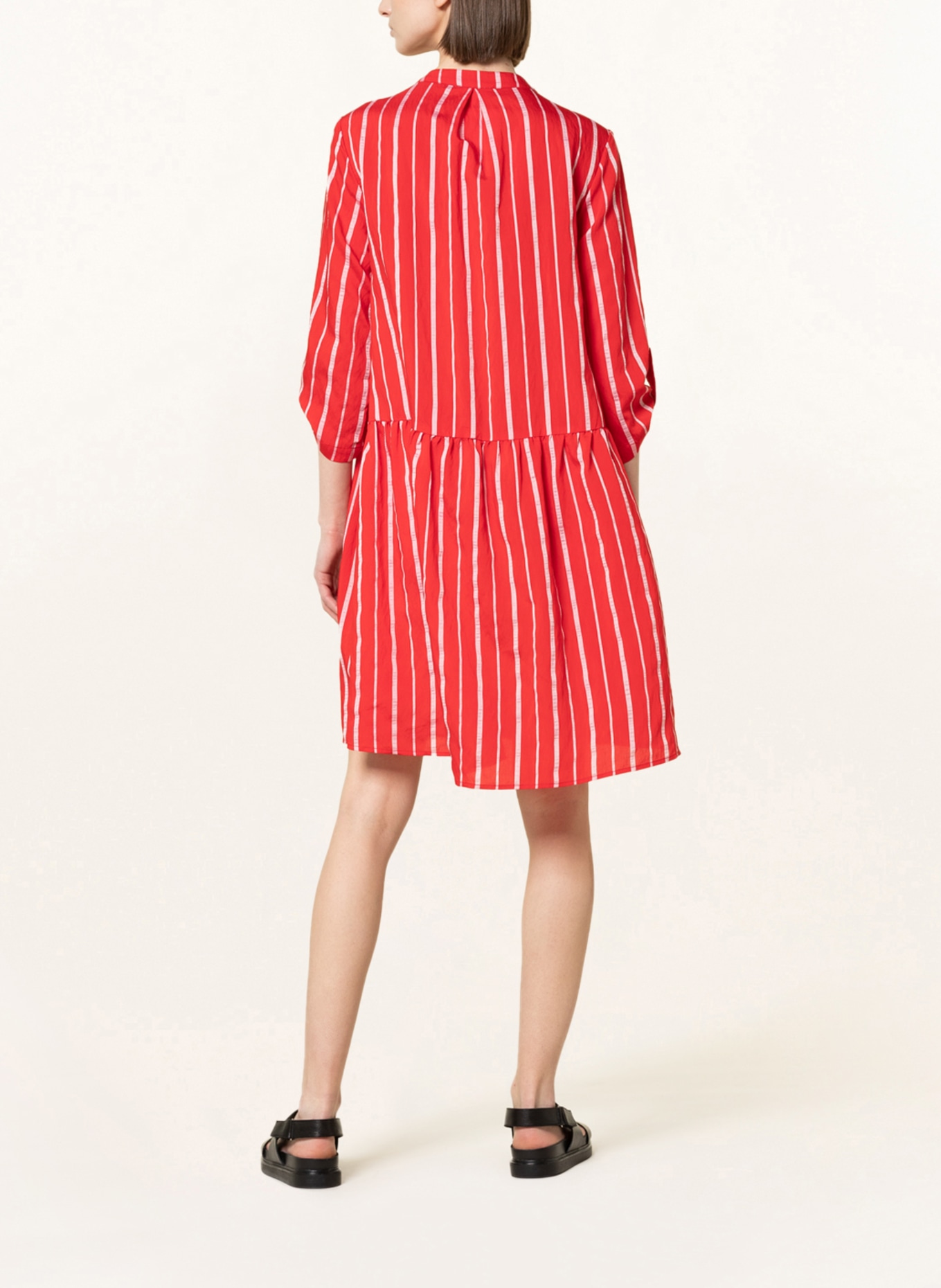 darling harbour Shirt dress with 3/4 sleeves , Color: RED/ WHITE (Image 3)