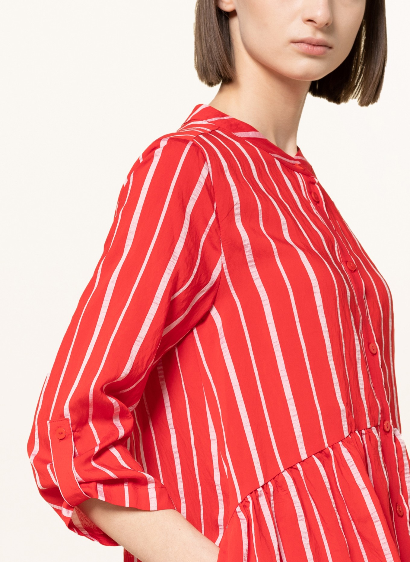 darling harbour Shirt dress with 3/4 sleeves , Color: RED/ WHITE (Image 4)