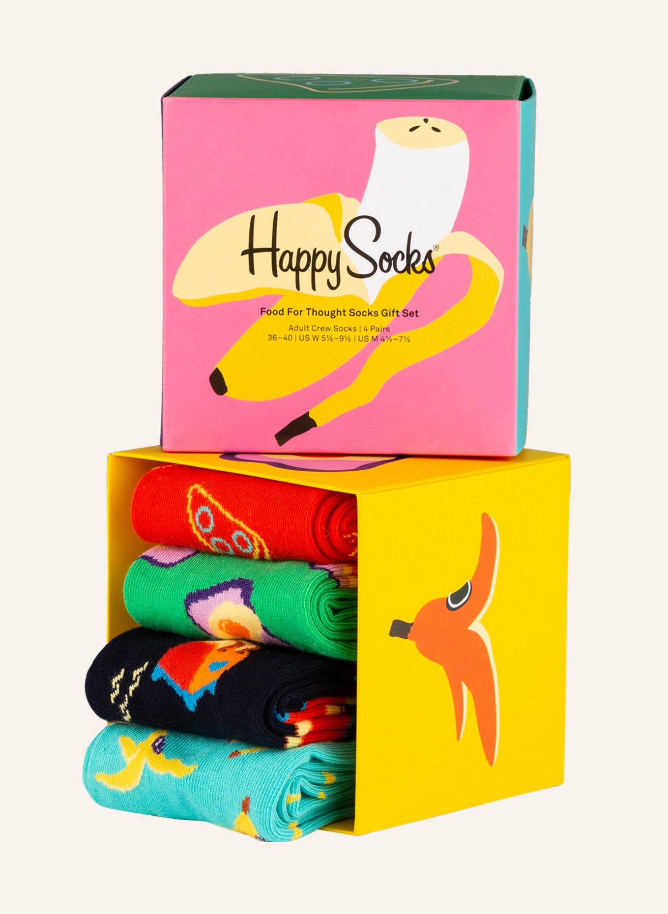 Happy Socks 4er-Pack Socken FOOD FOR THOUGHT mit Geschenkbox, Farbe: 0200 (Bild 2)
