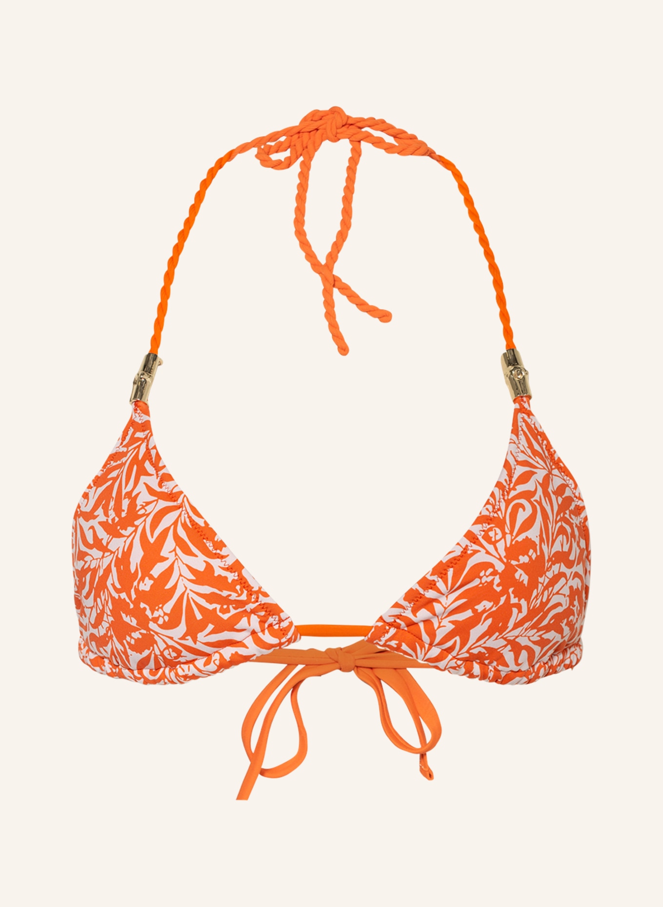 heidi klein Triangle bikini top SUNSET FOREST IBIZA, Color: WHITE/ ORANGE (Image 1)