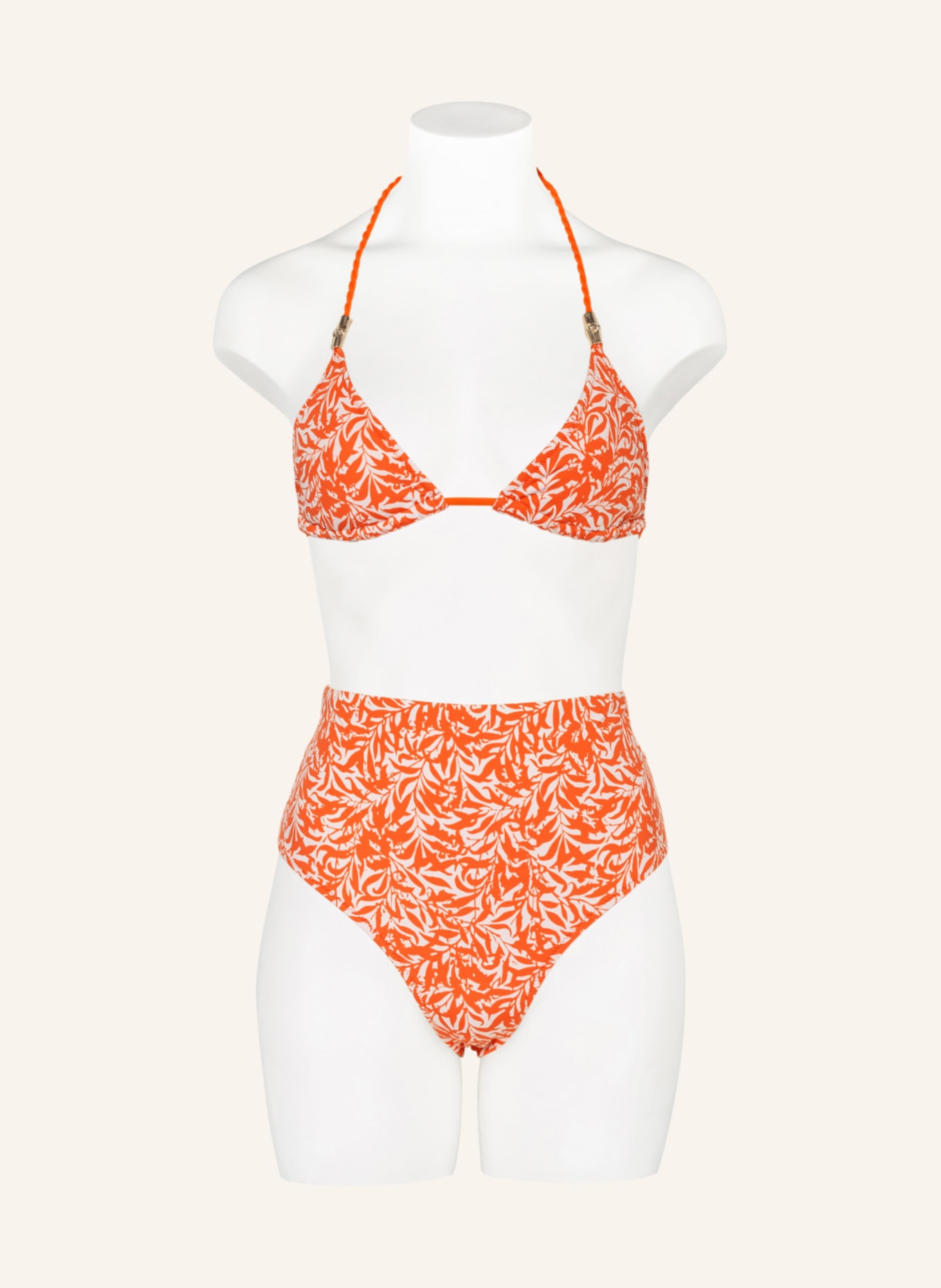 heidi klein Triangle bikini top SUNSET FOREST IBIZA, Color: WHITE/ ORANGE (Image 2)