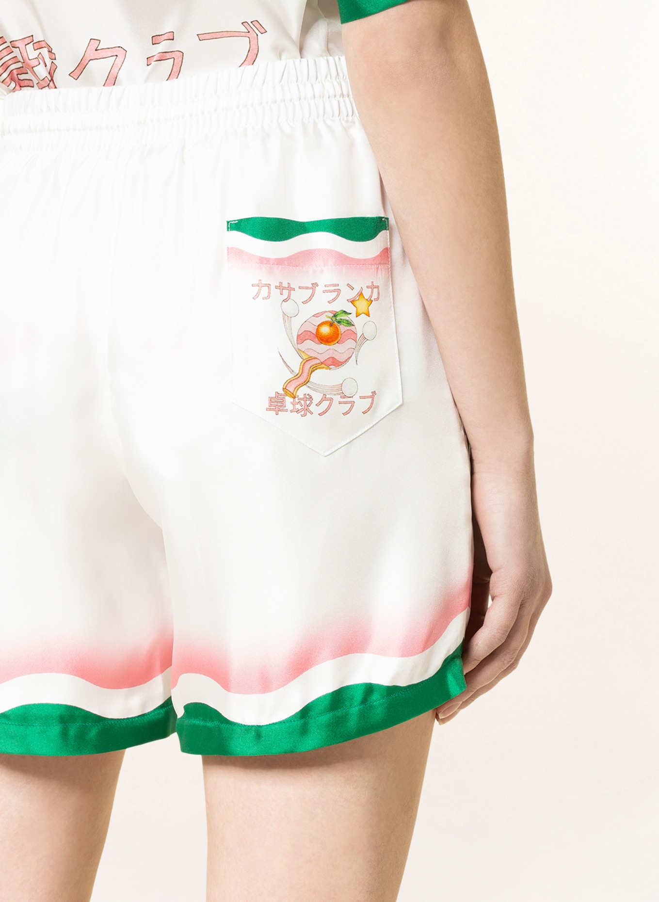 Casablanca Silk shorts, Color: CREAM/ LIGHT PINK/ GREEN (Image 5)