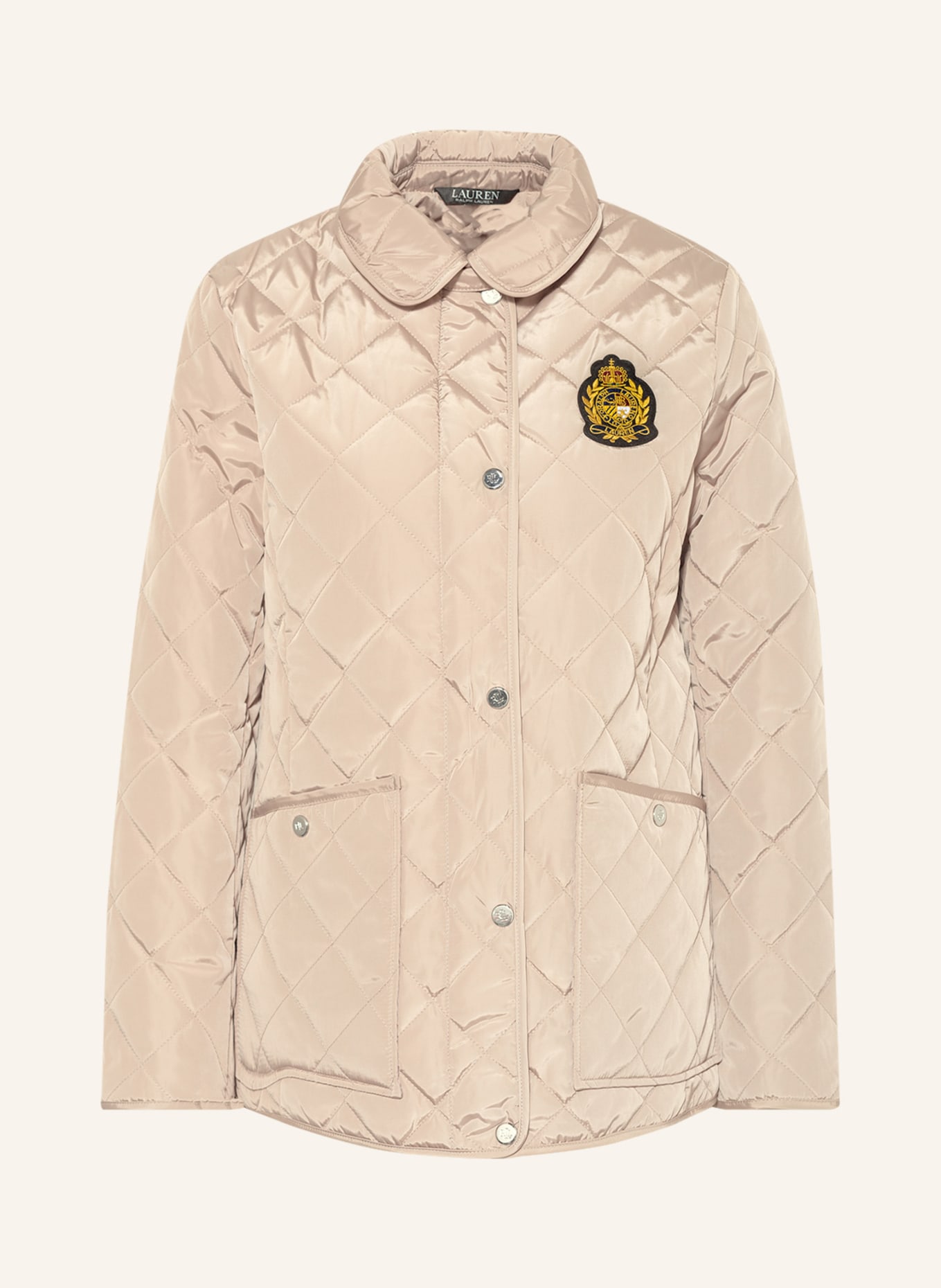 Embroidered crest diamond quilted jacket sales