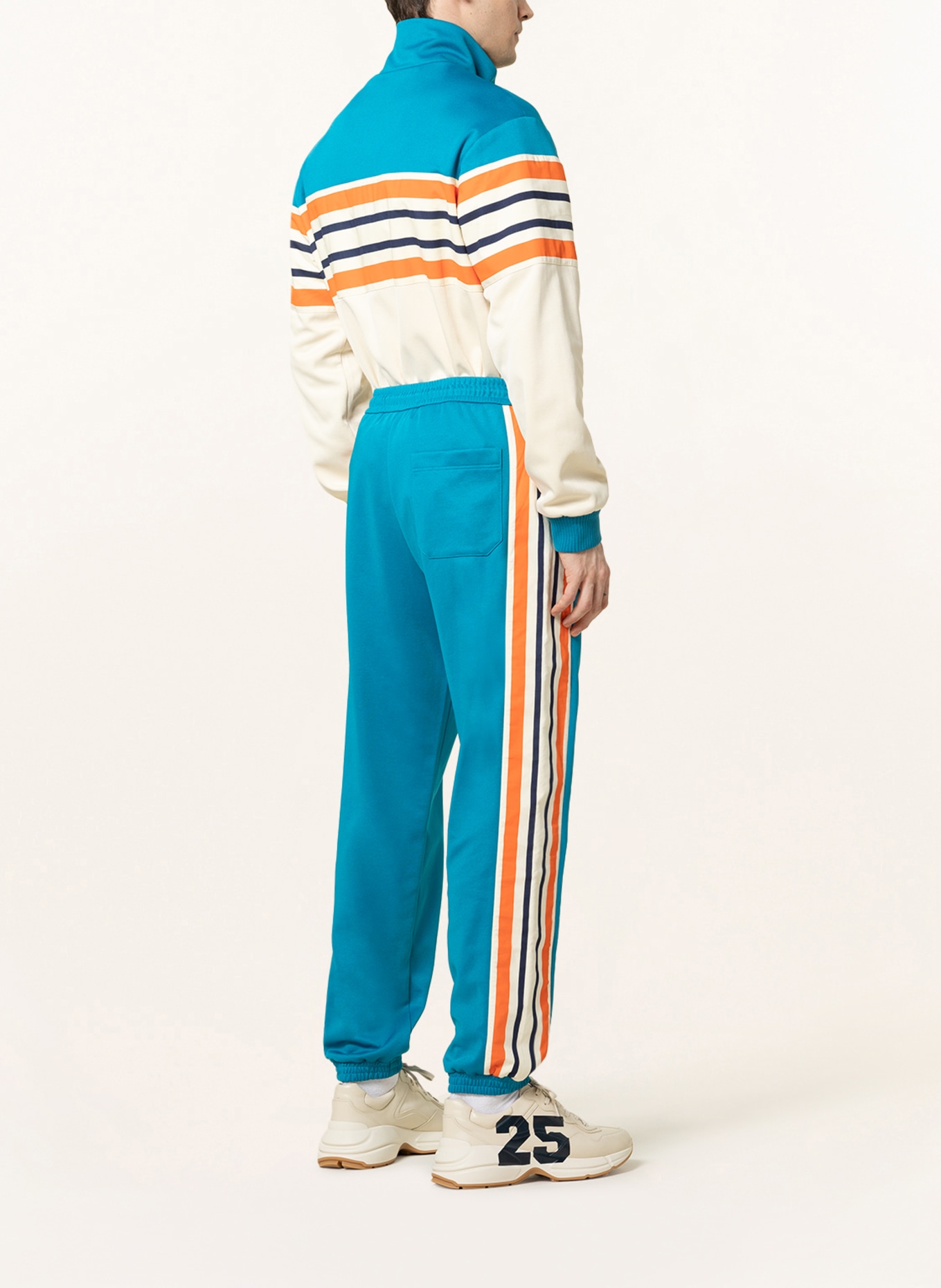 GUCCI Trousers in jogger style , Color: BLUE/ ORANGE/ ECRU (Image 3)