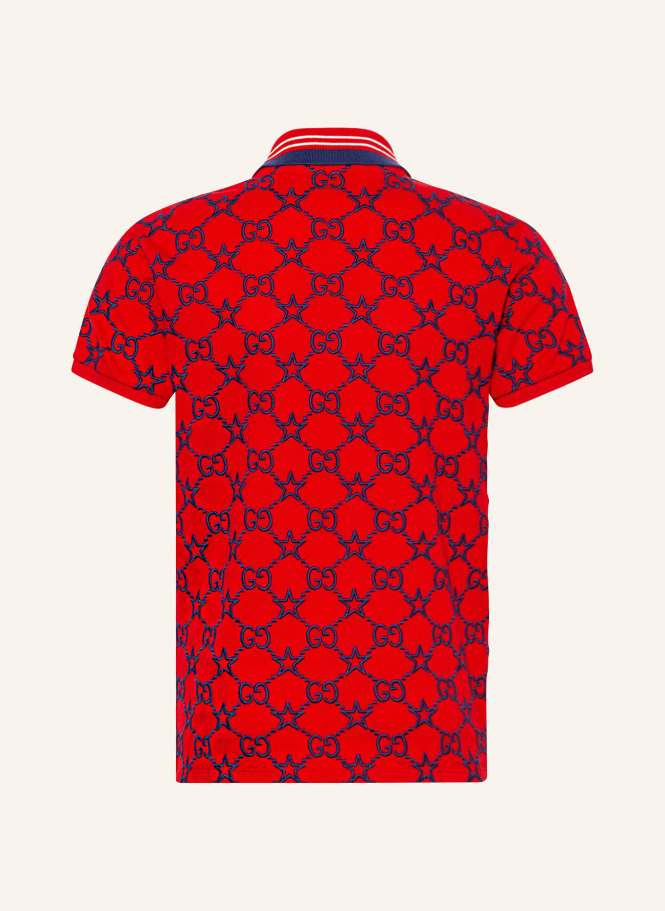 GUCCI Piqué-Poloshirt mit Stickereien, Farbe: ROT/ DUNKELBLAU (Bild 2)