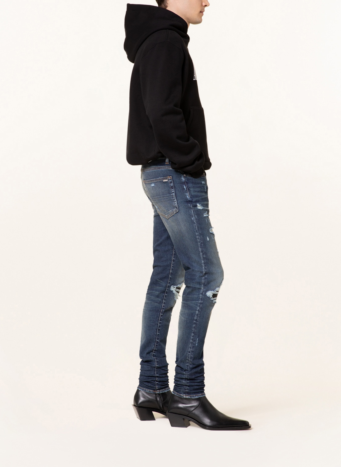 AMIRI Destroyed jeans MX1 PLAID skinny fit, Color: 403 DEEP CLASSIC INDIGO (Image 4)