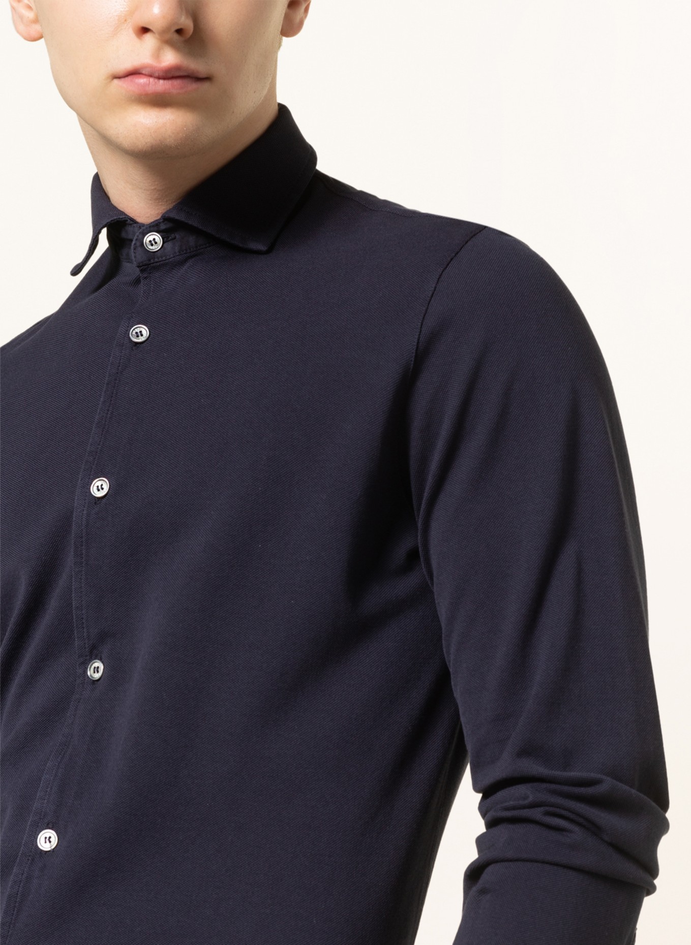 FEDELI Piqué shirt STEVE Slim Fit, Color: BLUE (Image 4)