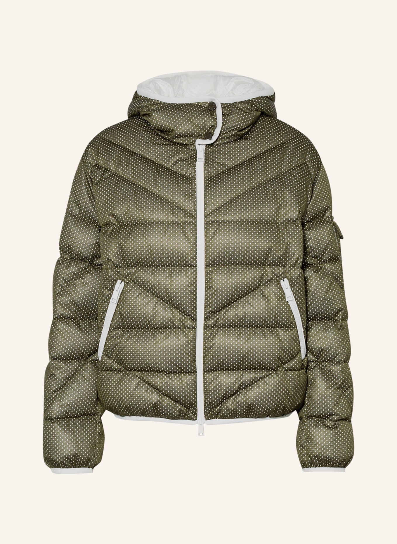 MONCLER Down jacket EQUIHEN, Color: OLIVE/ WHITE (Image 1)