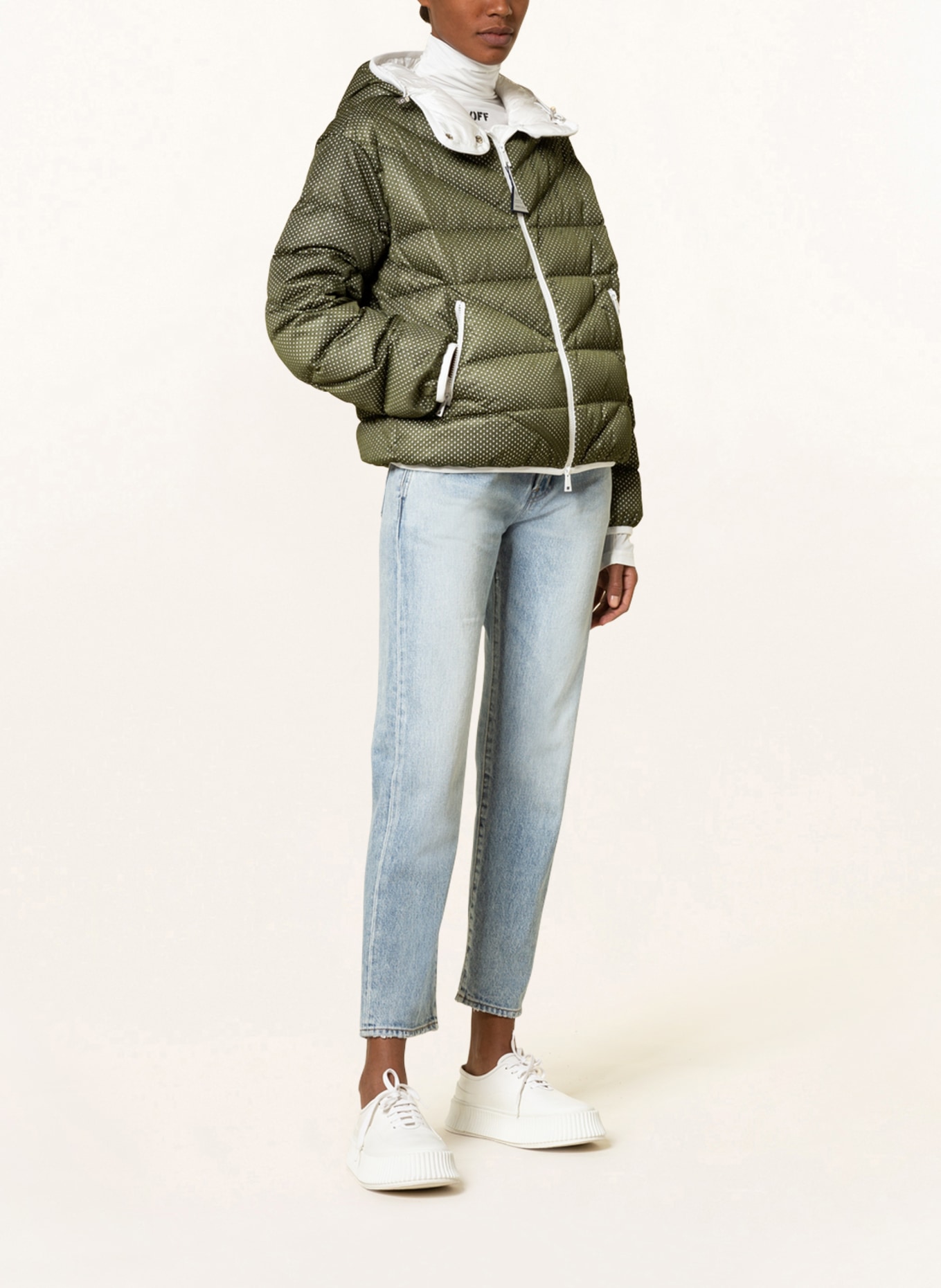 MONCLER Down jacket EQUIHEN, Color: OLIVE/ WHITE (Image 2)