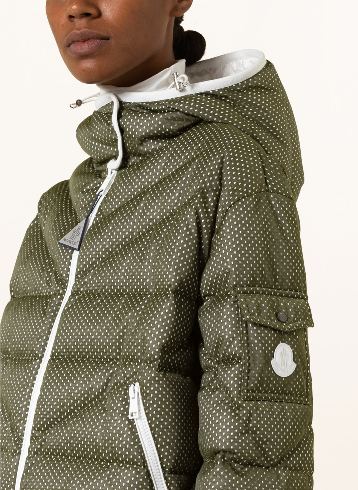 MONCLER Down jacket EQUIHEN, Color: OLIVE/ WHITE (Image 5)