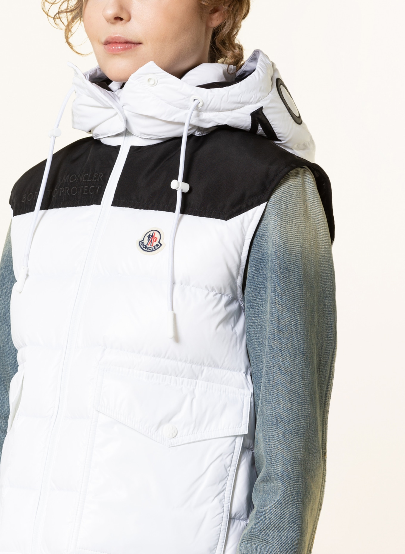 MONCLER Down vest CIBOURE , Color: WHITE/ BLACK (Image 5)