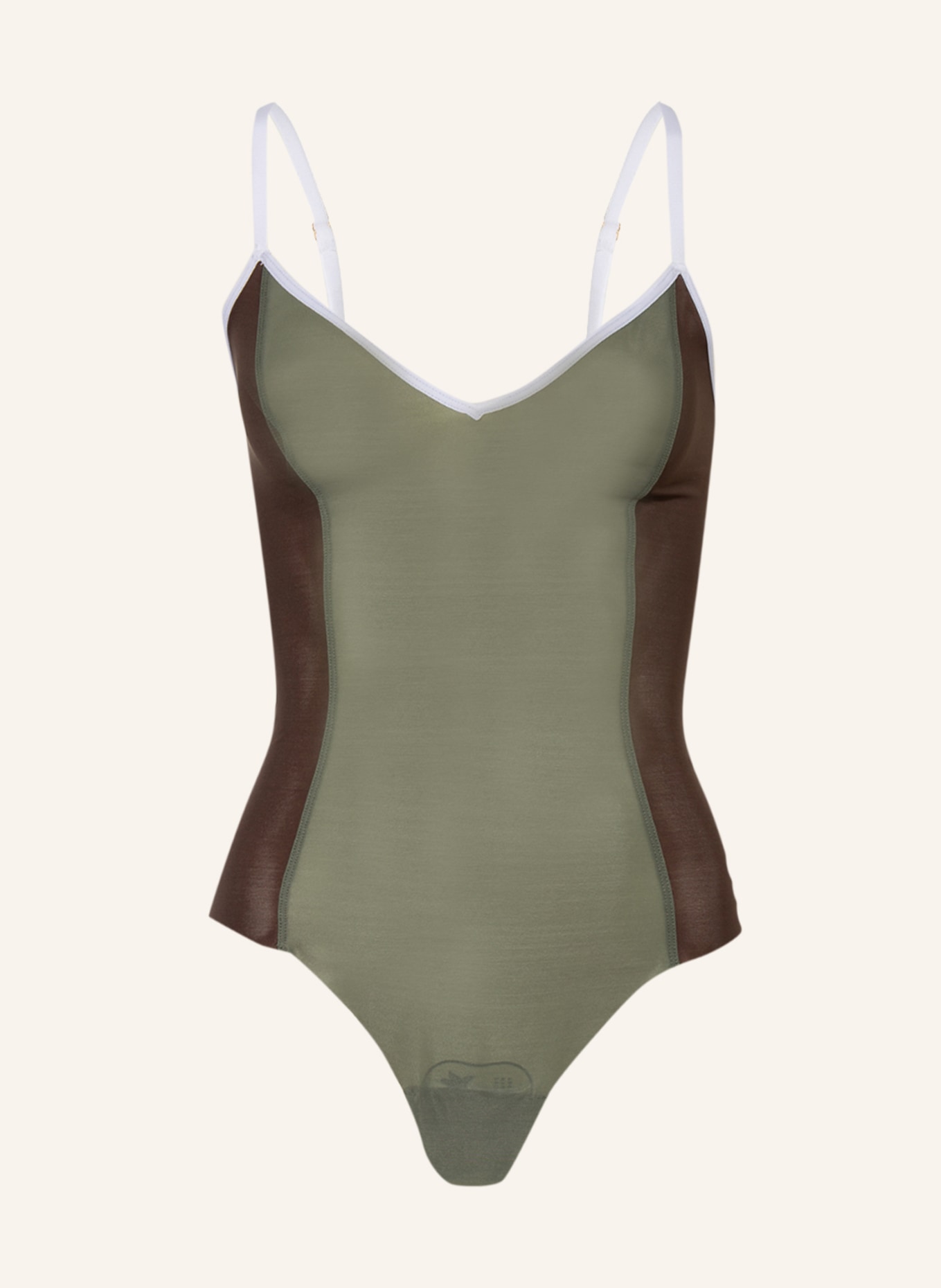ITEM m6 Thong bodysuit ALL MESH with shaping effect, Color: OLIVE/ BROWN (Image 1)