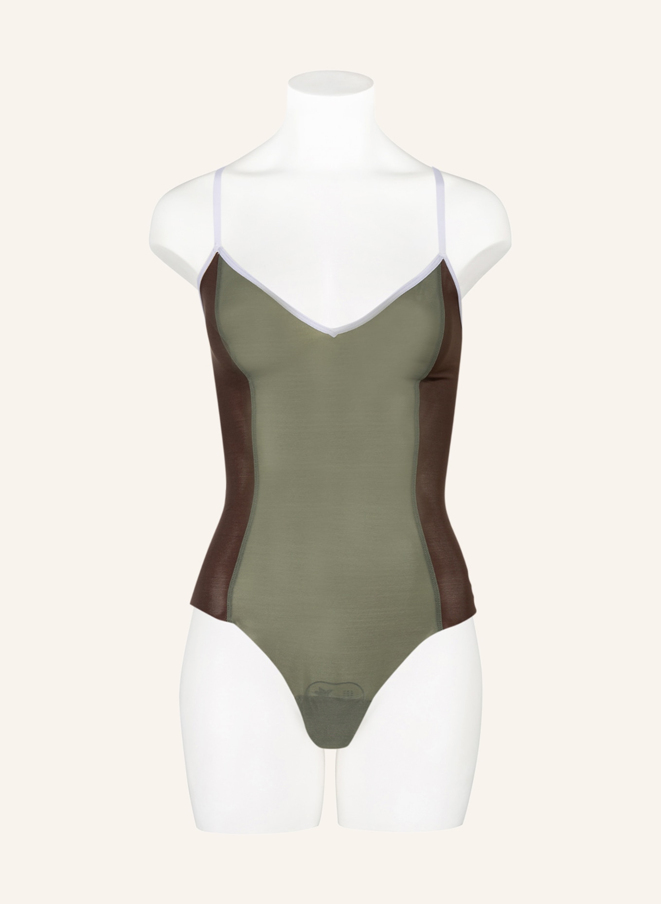 ITEM m6 Thong bodysuit ALL MESH with shaping effect, Color: OLIVE/ BROWN (Image 2)