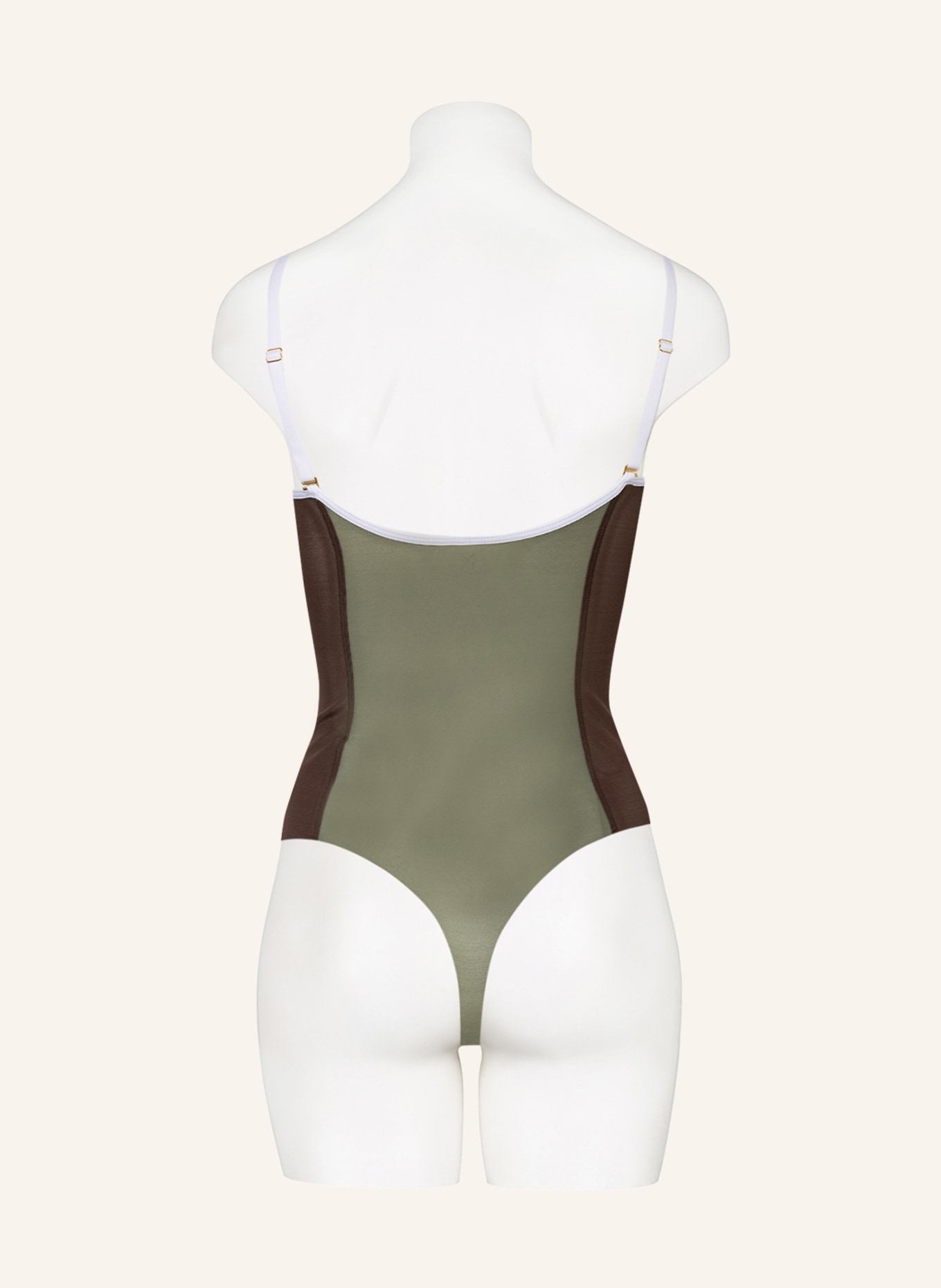 ITEM m6 Thong bodysuit ALL MESH with shaping effect, Color: OLIVE/ BROWN (Image 3)