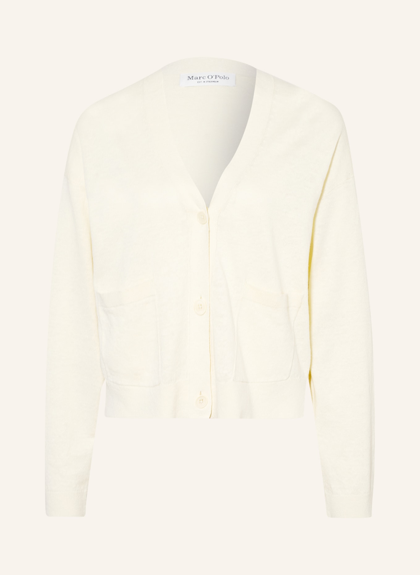 Marc O'Polo Cropped cardigan with linen, Color: LIGHT YELLOW (Image 1)