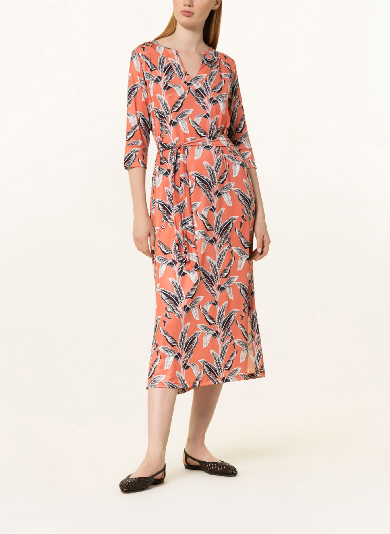 marivie Jersey dress SUNDOWNER! with 3/4 sleeve, Color: SALMON/ BLACK/ WHITE (Image 2)