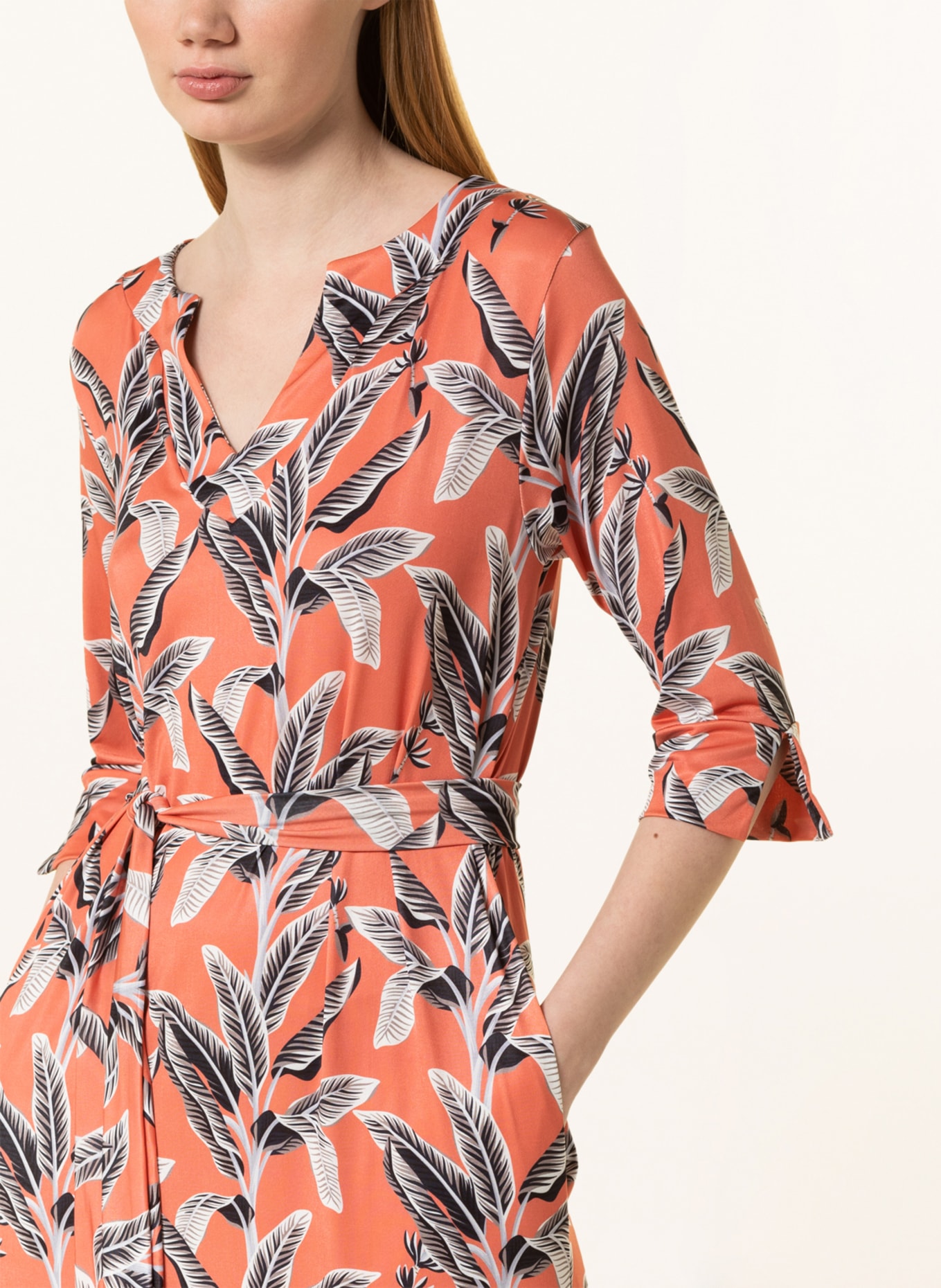marivie Jersey dress SUNDOWNER! with 3/4 sleeve, Color: SALMON/ BLACK/ WHITE (Image 4)