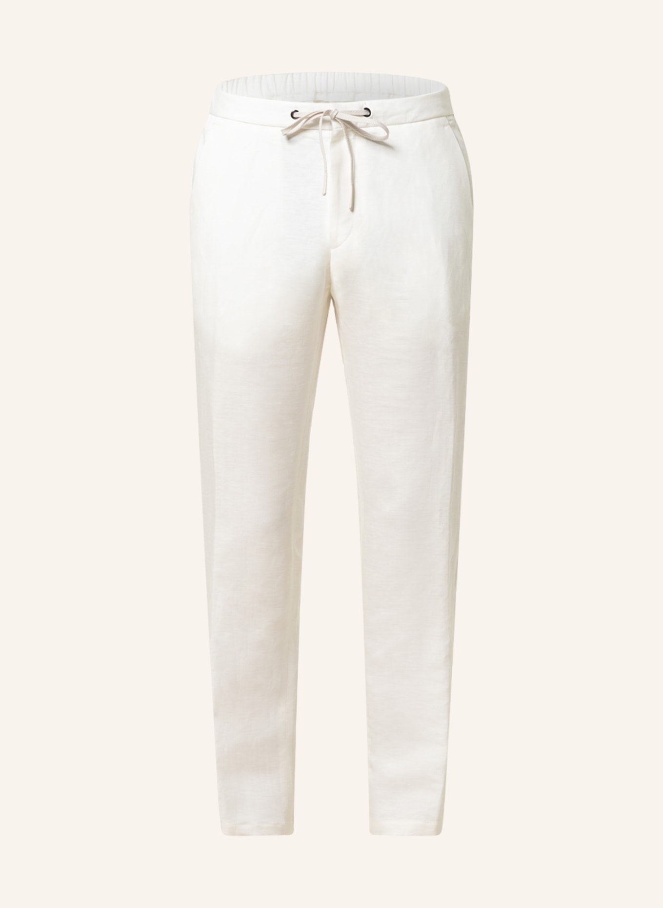 DIGEL Spodnie FERO w stylu dresowym slim fit z lnem, Kolor: ECRU(Obrazek null)