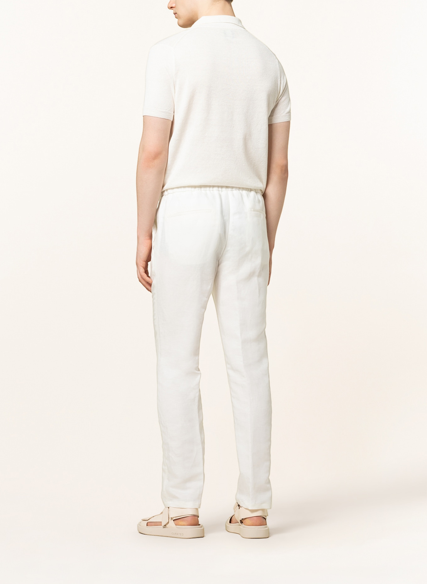 DIGEL Spodnie FERO w stylu dresowym slim fit z lnem, Kolor: ECRU (Obrazek 3)