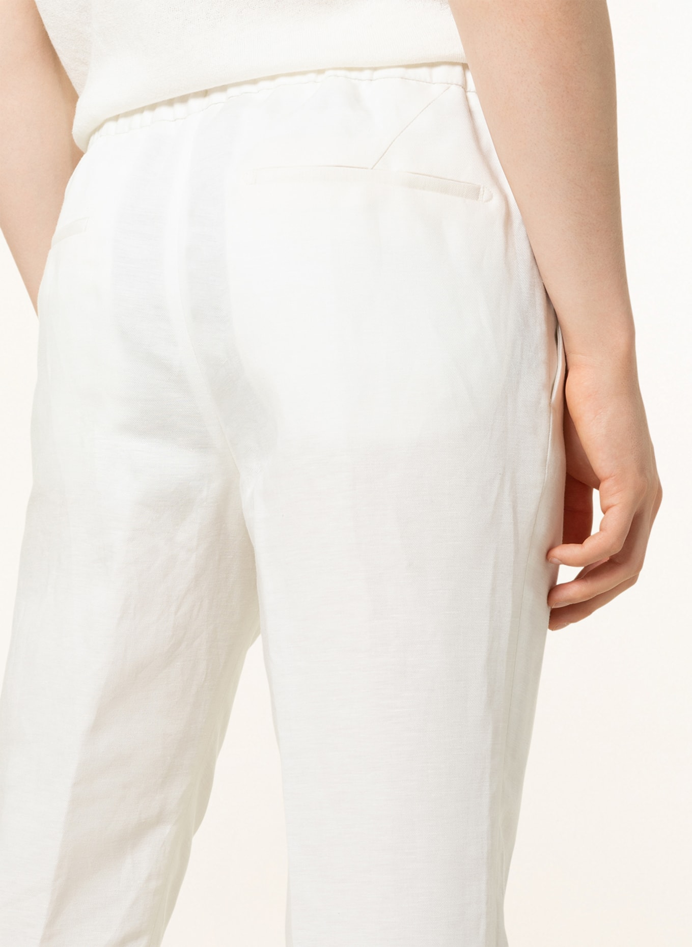 DIGEL Spodnie FERO w stylu dresowym slim fit z lnem, Kolor: ECRU (Obrazek 5)