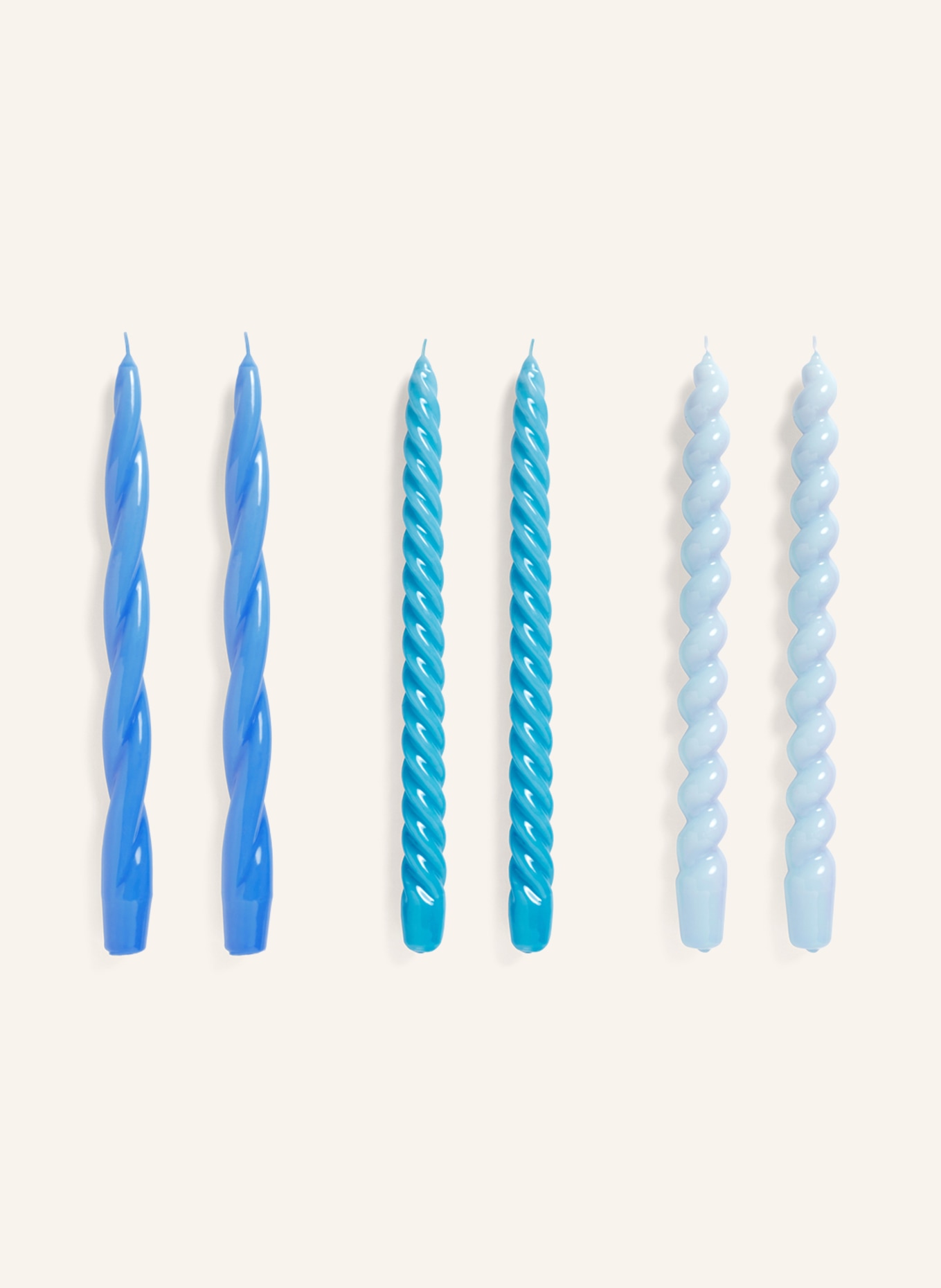 HAY Set of 6 taper candles, Color: BLUE/ LIGHT BLUE/ BLUE GRAY (Image 1)