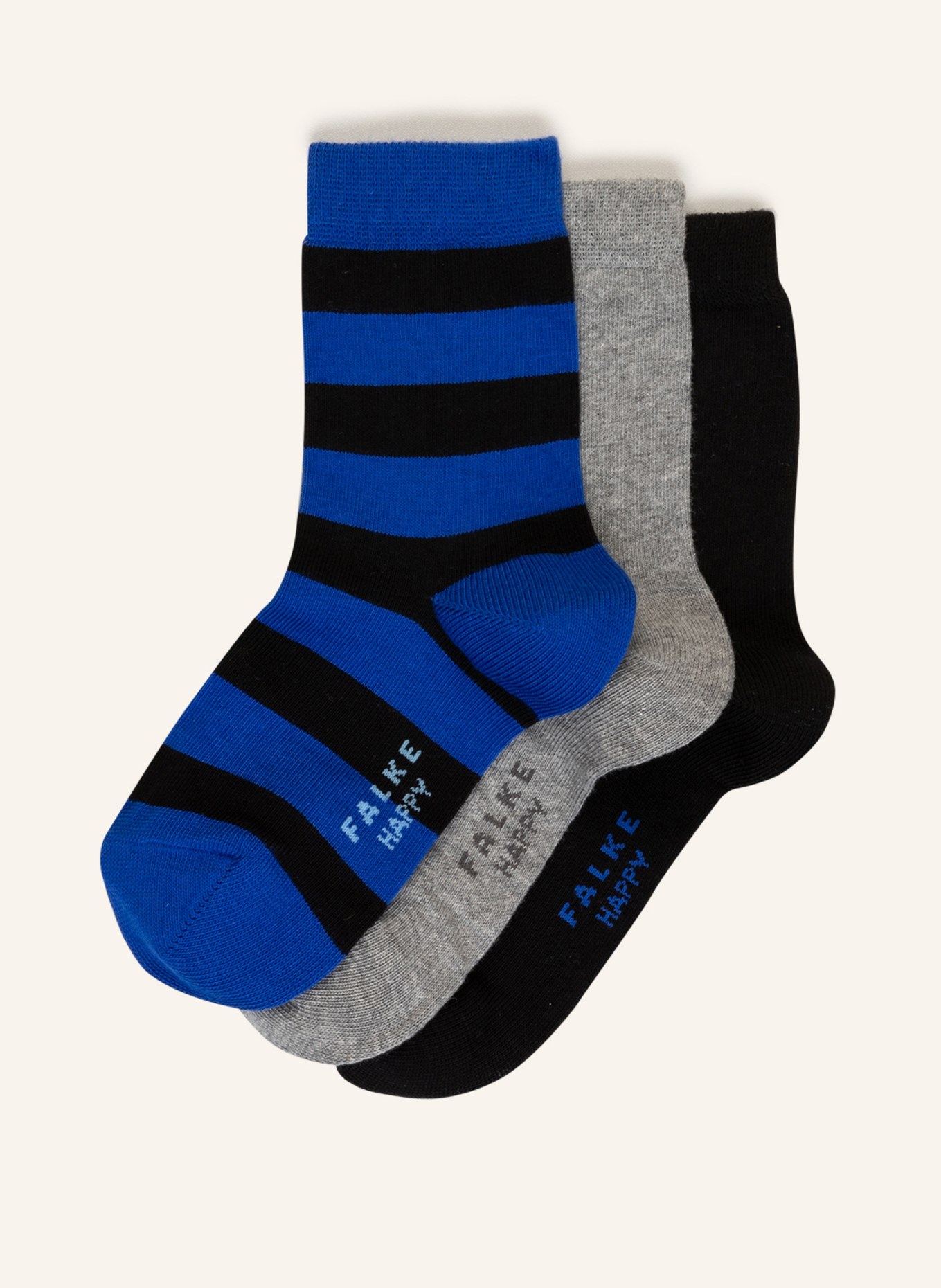 FALKE 3er-pack socks HAPPY with gift box, Color: BLACK/ LIGHT GRAY/ BLUE (Image 1)