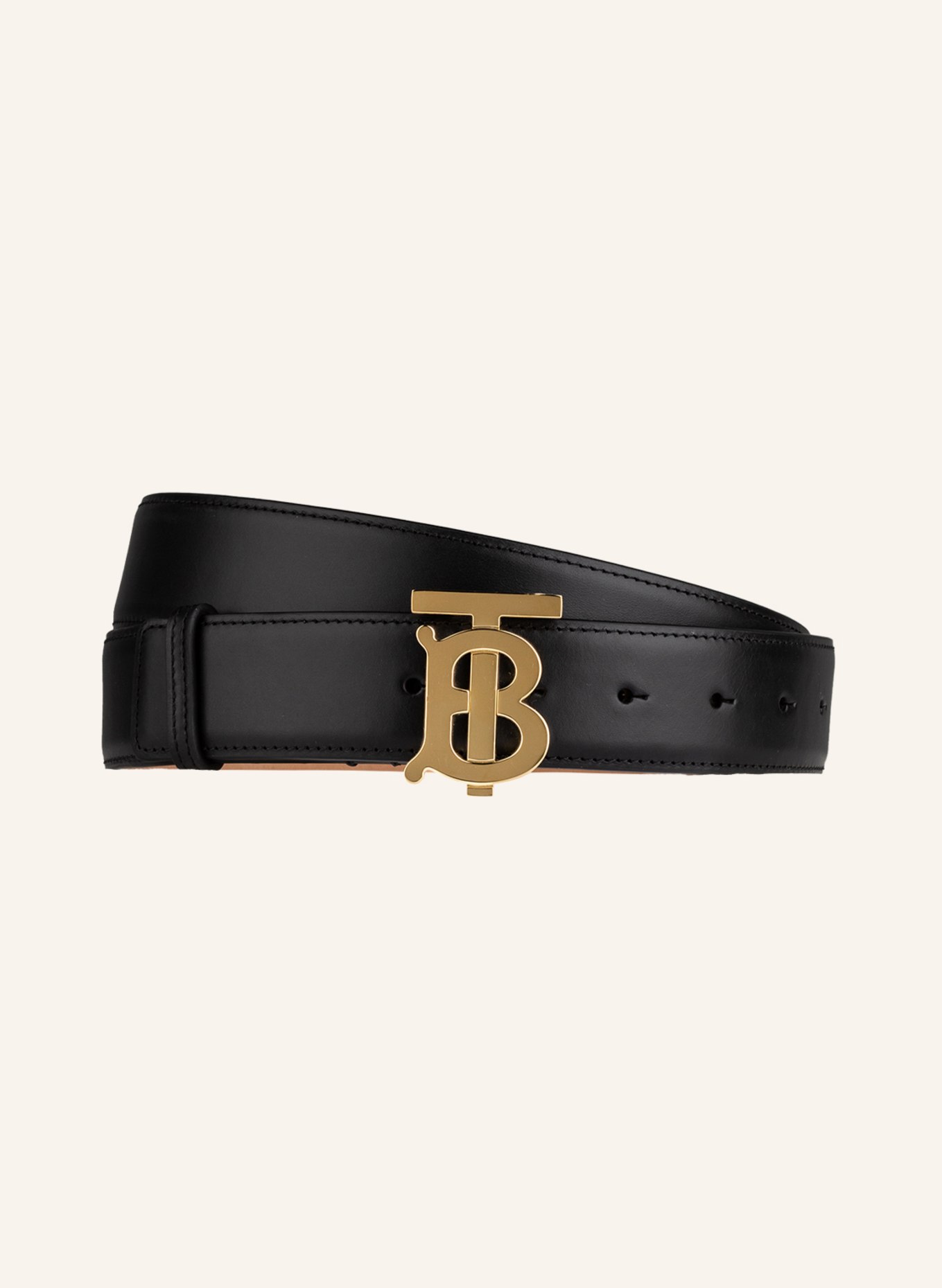 BURBERRY Leather belt TB, Color: BLACK (Image 1)
