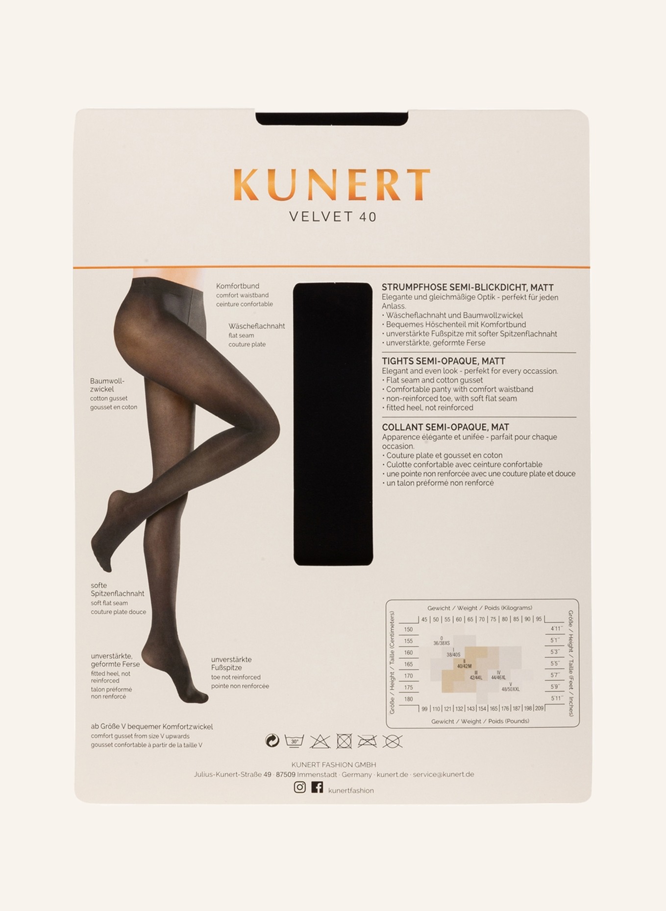 KUNERT Feinstrumpfhose VELVET: 0500 BLACK
