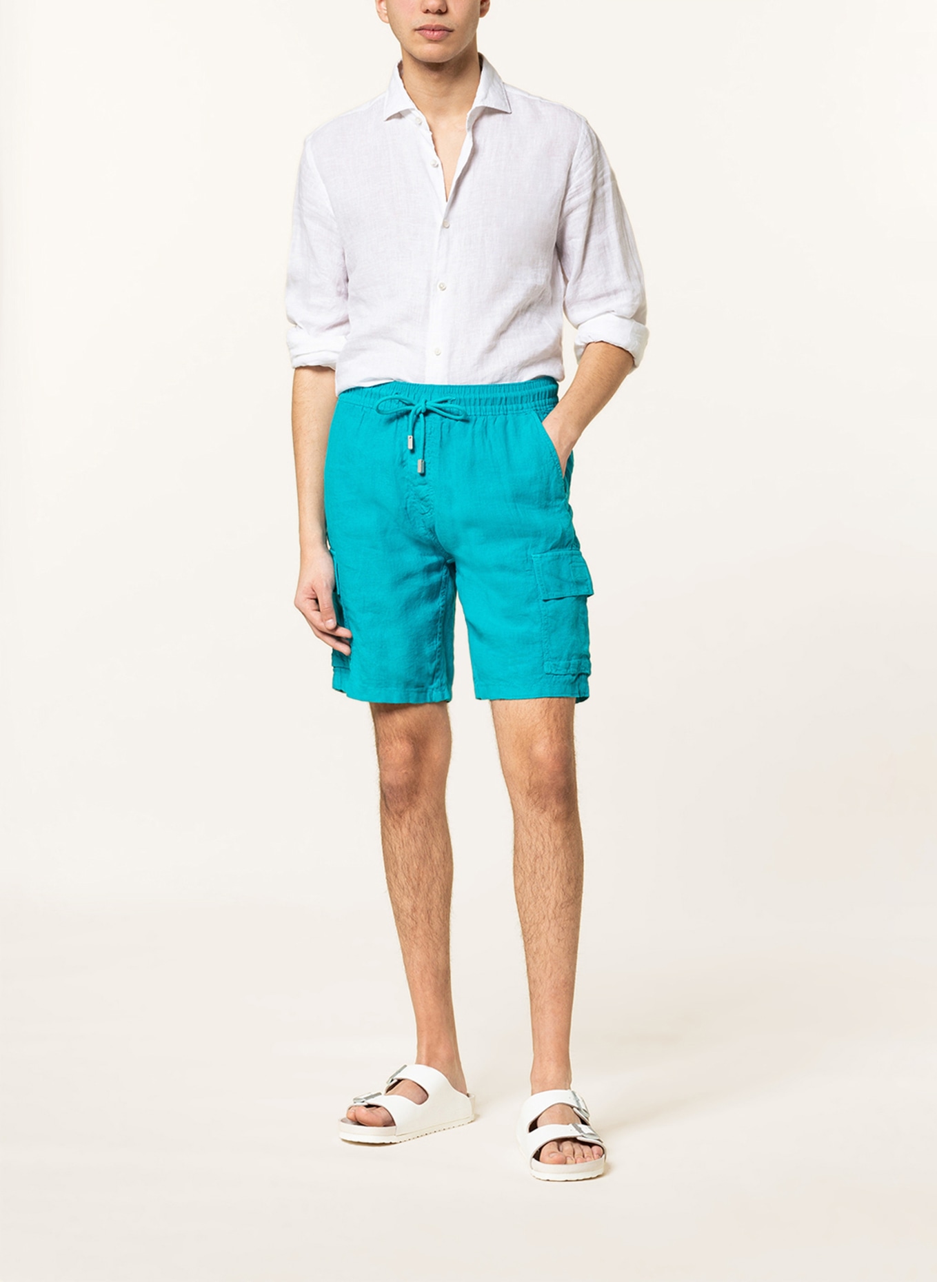 VILEBREQUIN Linen shorts BAIE , Color: TURQUOISE (Image 2)