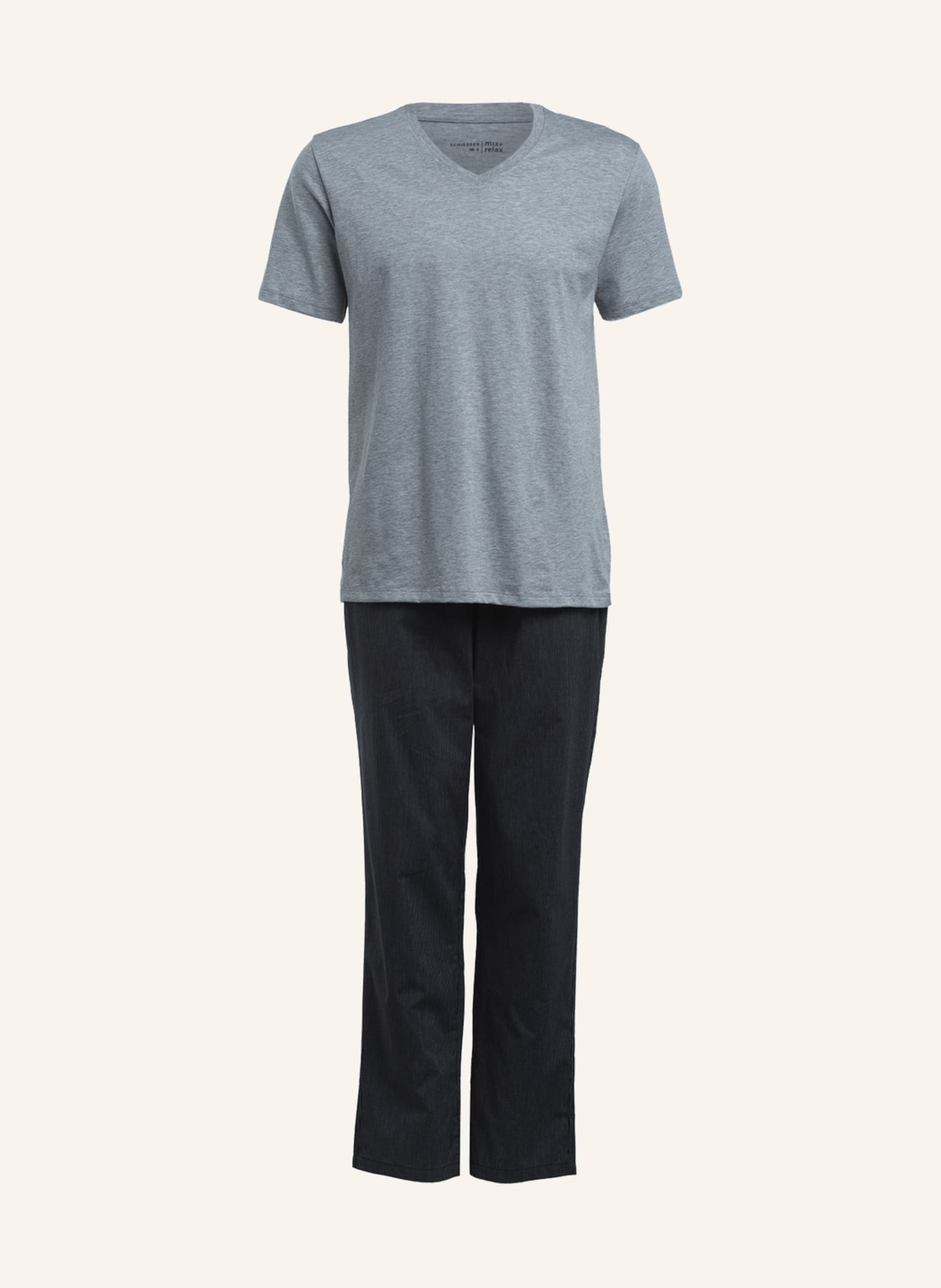 SCHIESSER Pajama shirt MIX+RELAX, Color: GRAY MÉLANGE (Image 4)