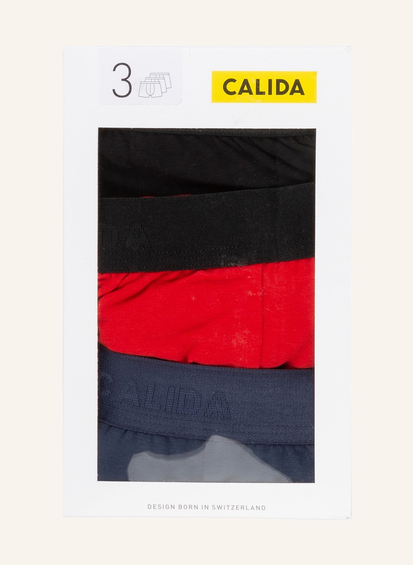 CALIDA 3er-Pack Boxershorts NATURAL BENEFIT , Farbe: SCHWARZ/ DUNKELBLAU/ ROT (Bild 3)