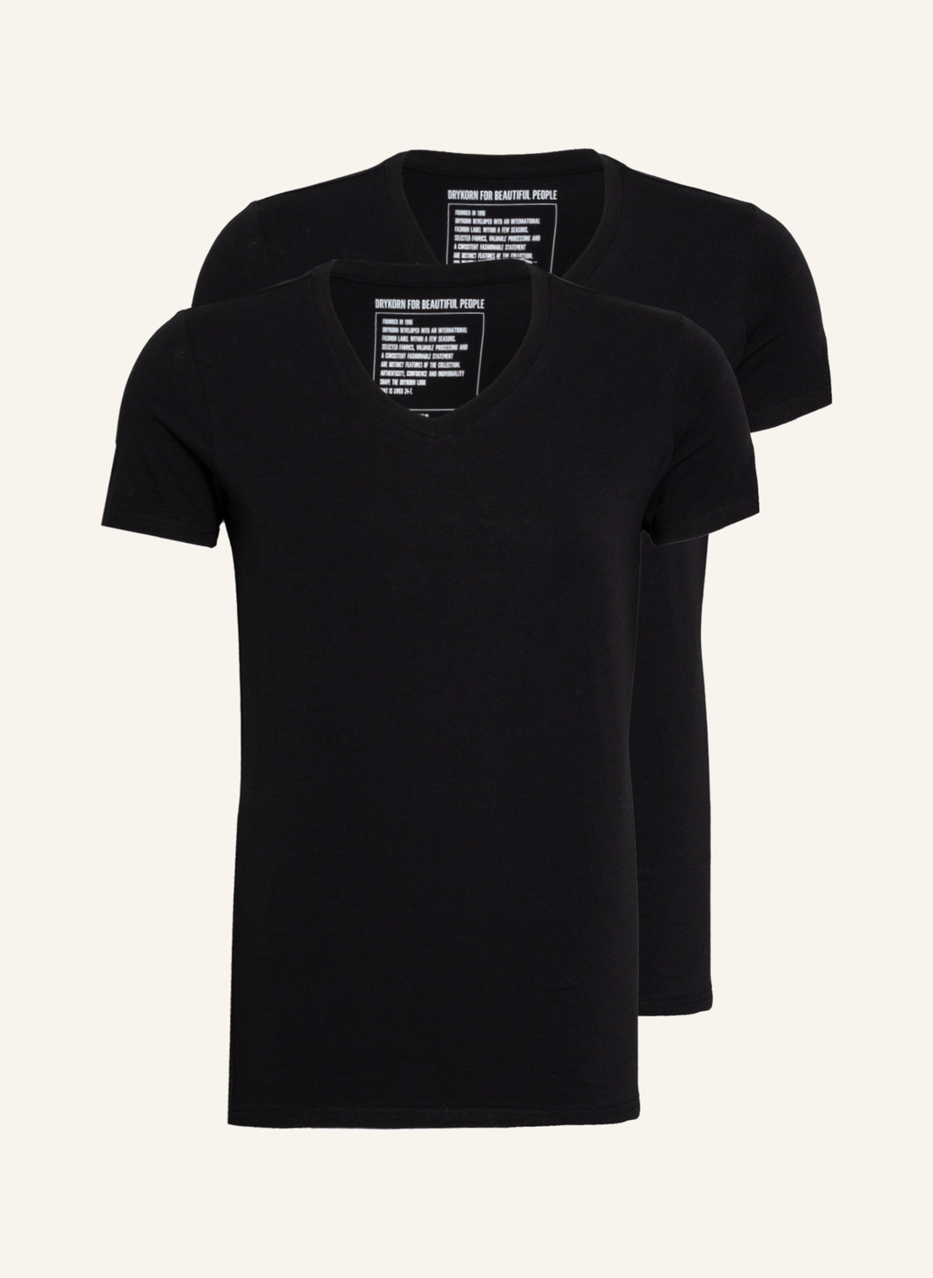 DRYKORN 2-pack V-neck shirts CARIS , Color: BLACK (Image 1)