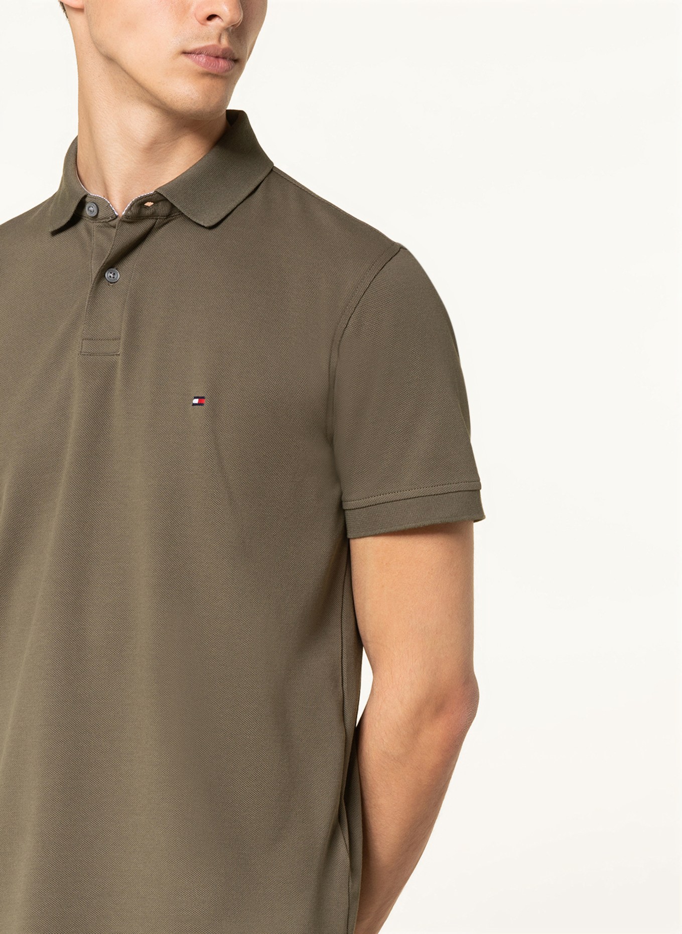 TOMMY HILFIGER Piqué polo shirt regular fit, Color: OLIVE (Image 4)