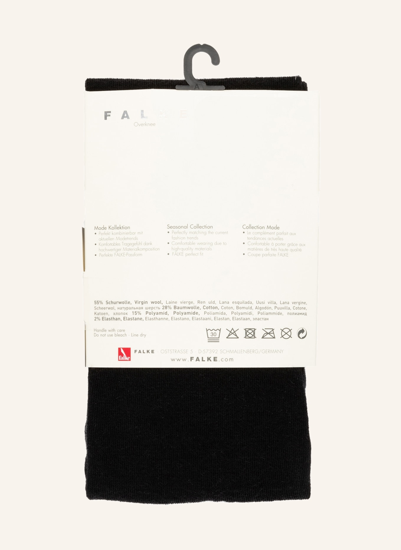 FALKE Thigh-high stockings STRIGGINGS with merino wool, Color: 3009 BLACK (Image 3)