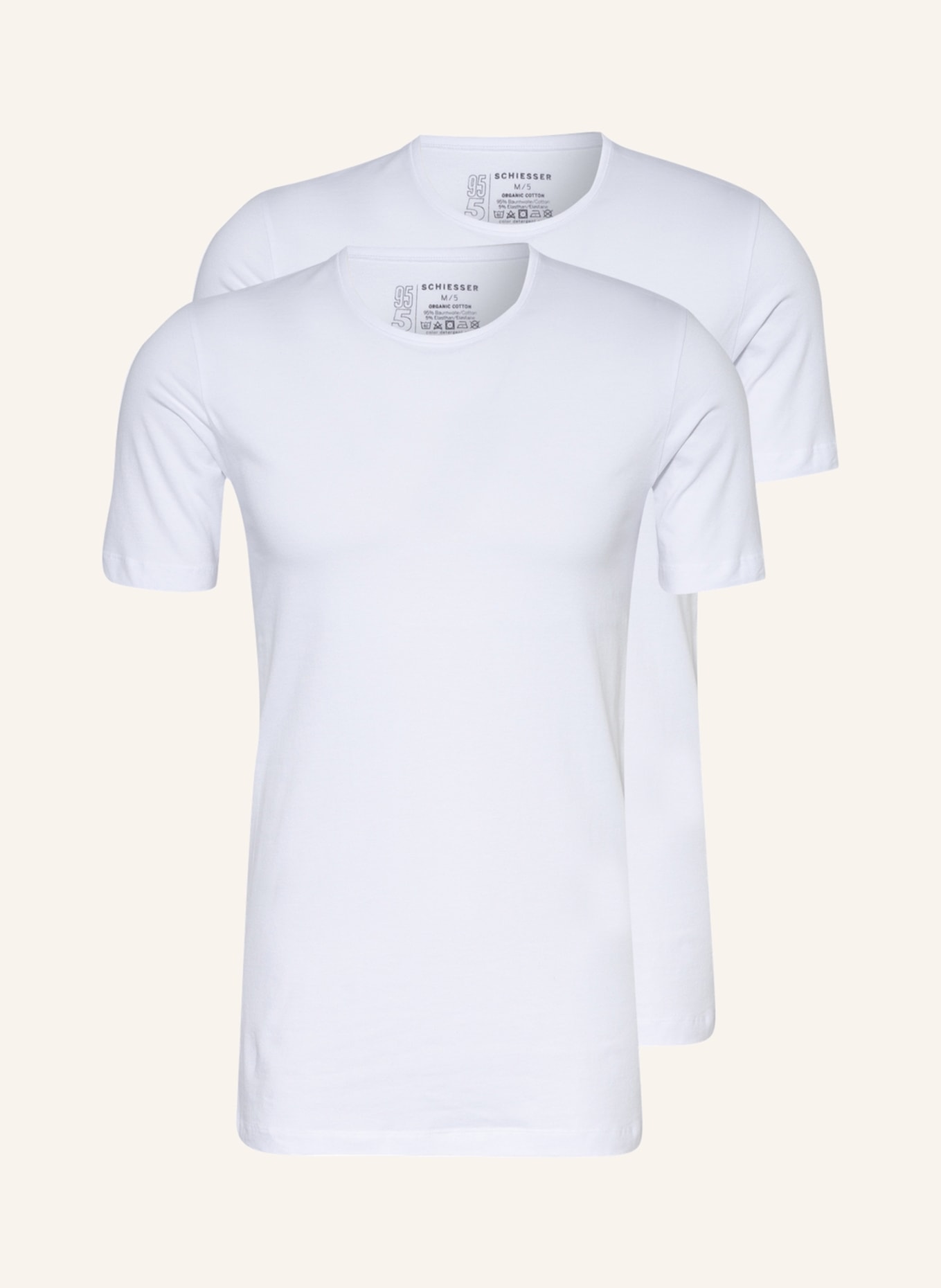 SCHIESSER 2-pack T-shirts 95/5, Color: WHITE (Image 1)