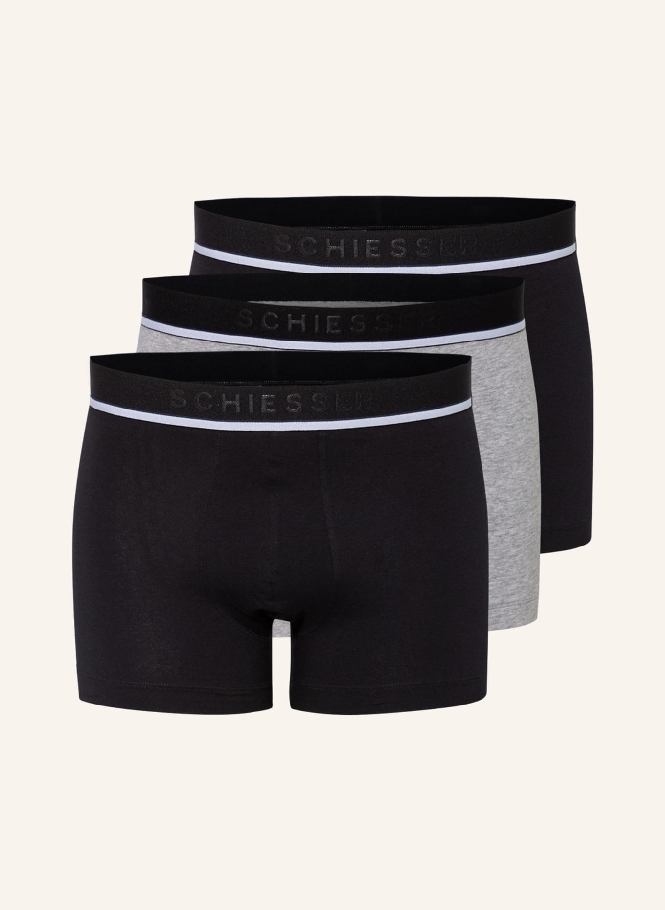 SCHIESSER 3-pack boxer shorts 95/5, Color: BLACK/ LIGHT GRAY (Image 1)
