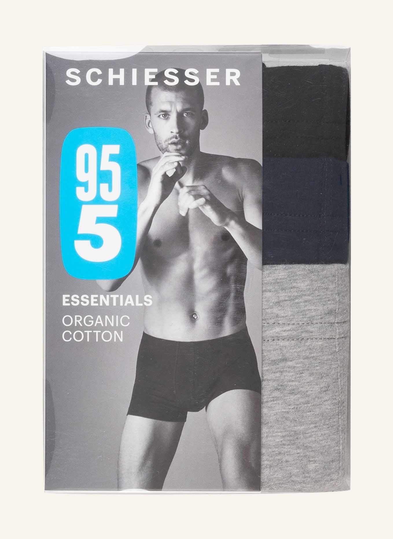 SCHIESSER 3er-Pack Boxershorts 95/5, Farbe: SCHWARZ/ DUNKELBLAU/ HELLGRAU (Bild 3)