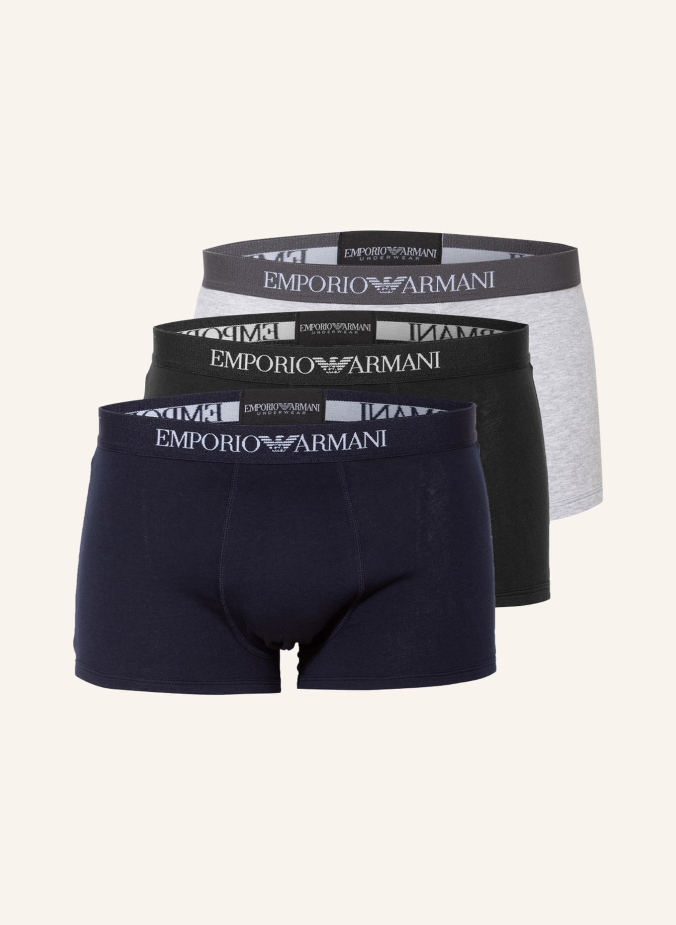 EMPORIO ARMANI 3er-Pack Boxershorts , Farbe: DUNKELBLAU/ HELLGRAU/ SCHWARZ (Bild 1)